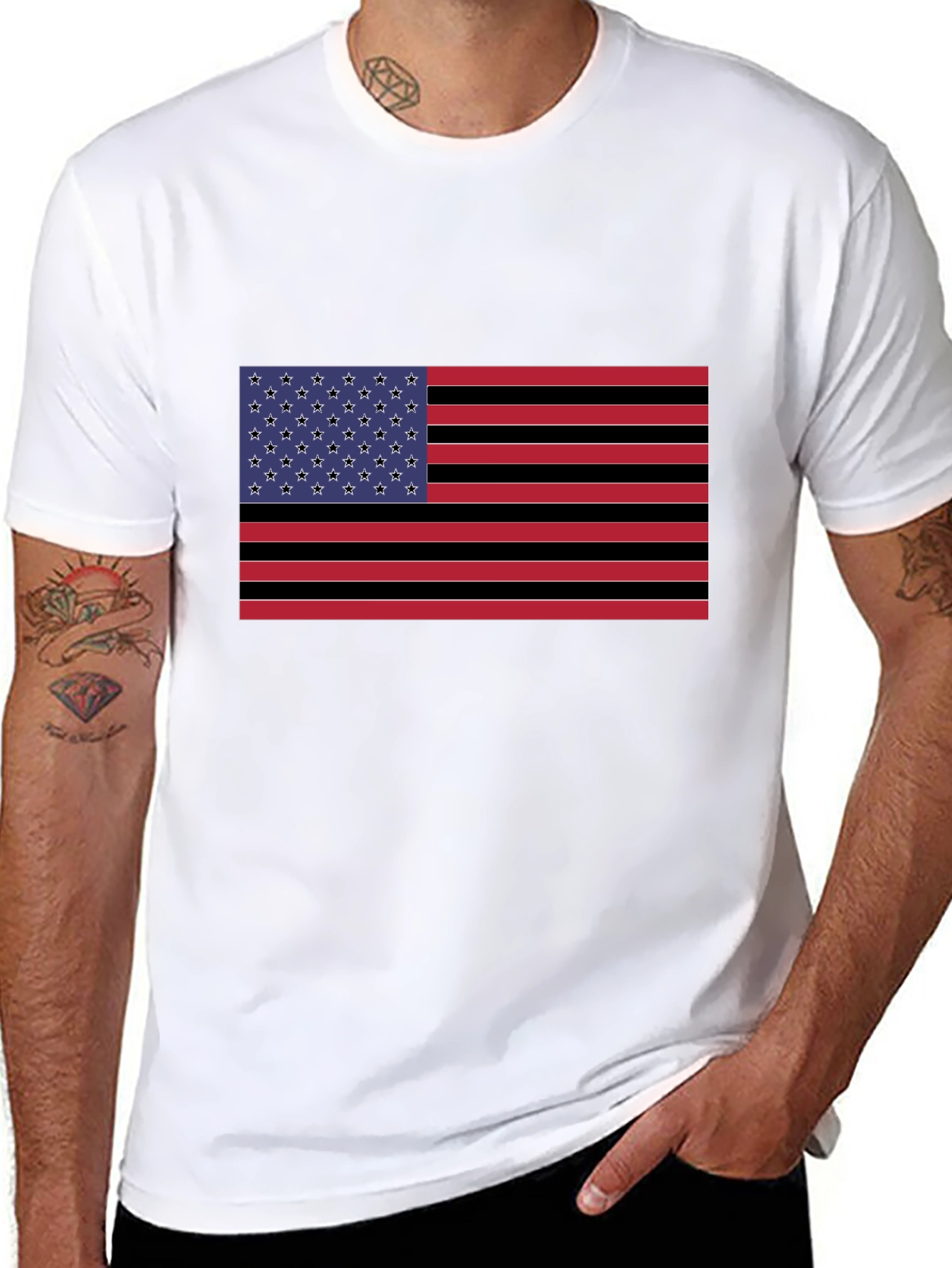 American Flag Graphic Black T-Shirt