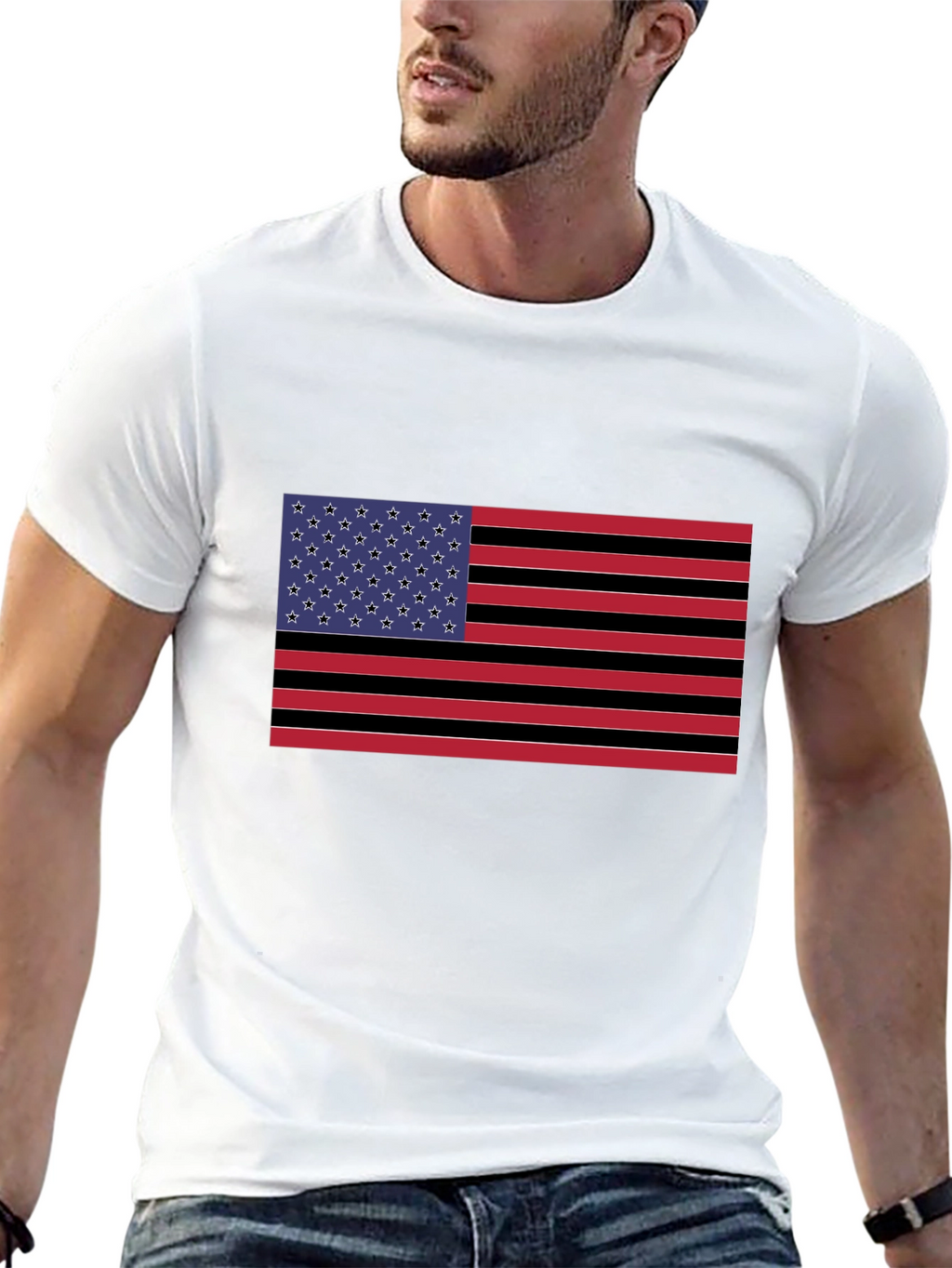 American Flag Graphic Black T-Shirt