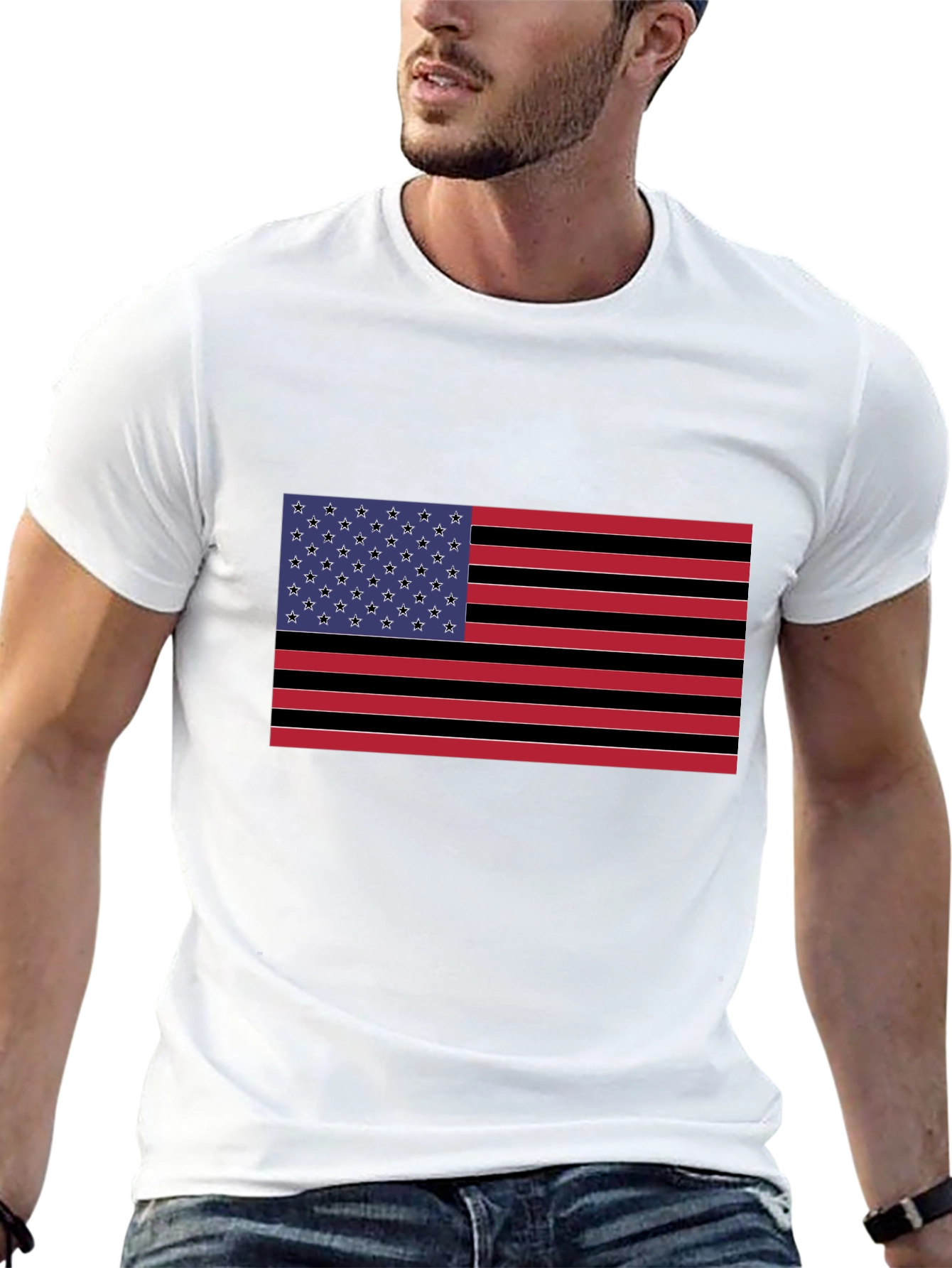 American Flag Graphic Black T-Shirt
