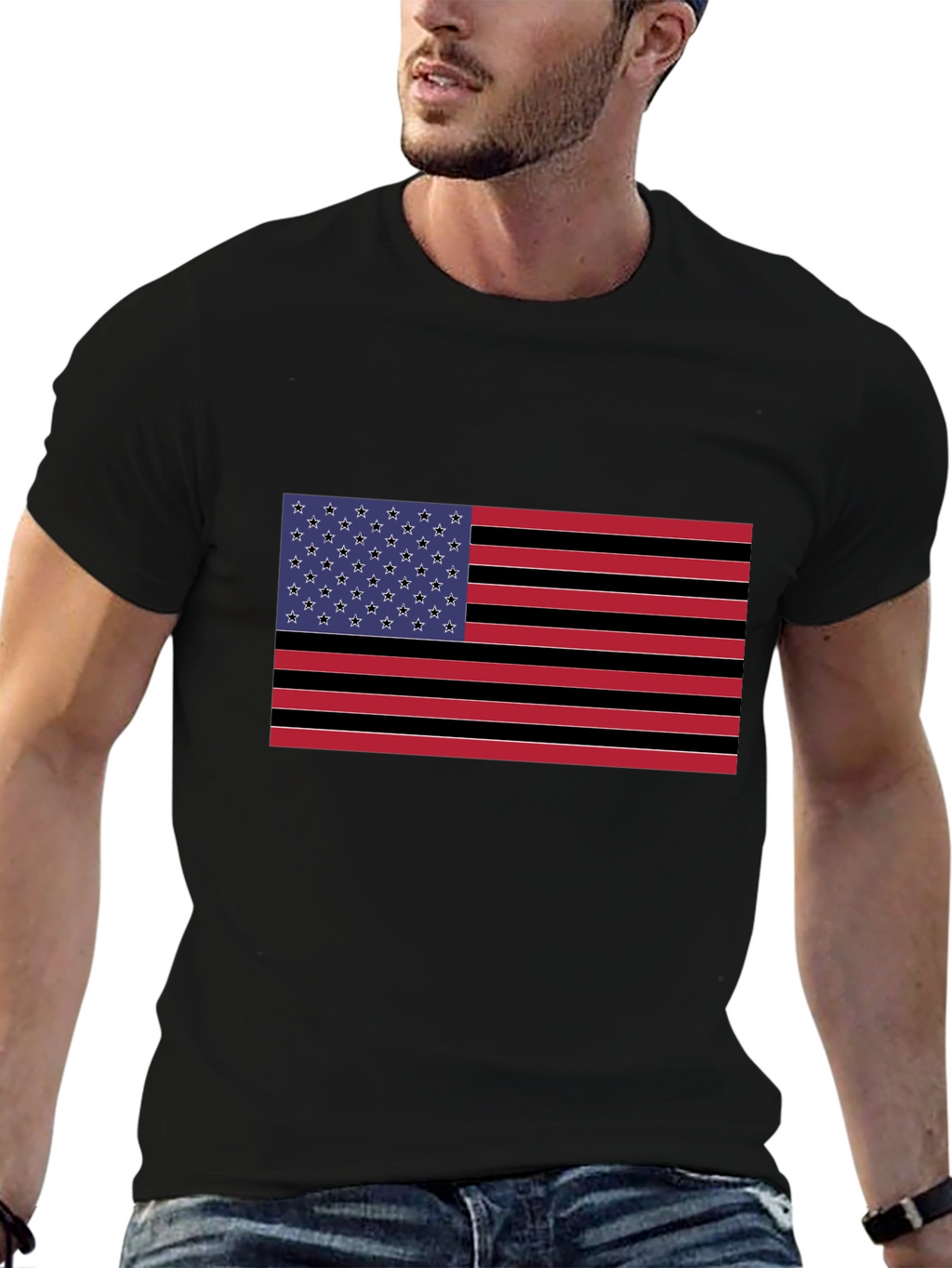 American Flag Graphic Black T-Shirt