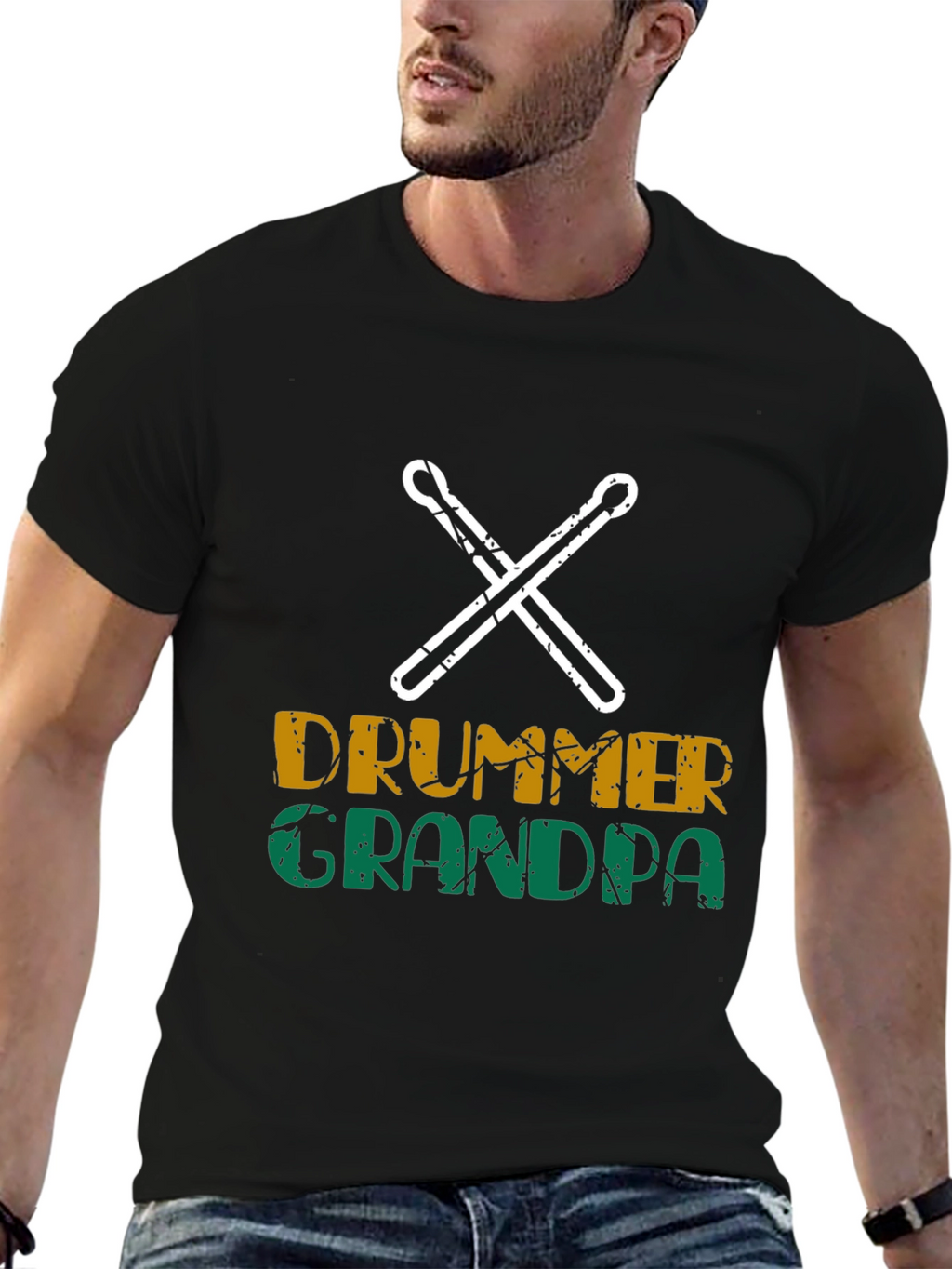Drummer Grandpa Black T-Shirt