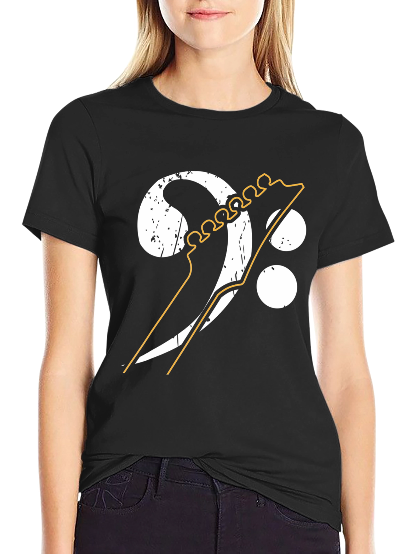 Bass Clef Guitar Graphic Tee - Music Lover Shirt