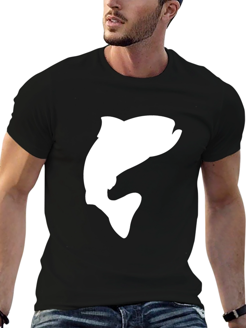Fish Graphic Black T-Shirt - Casual Cotton Tee