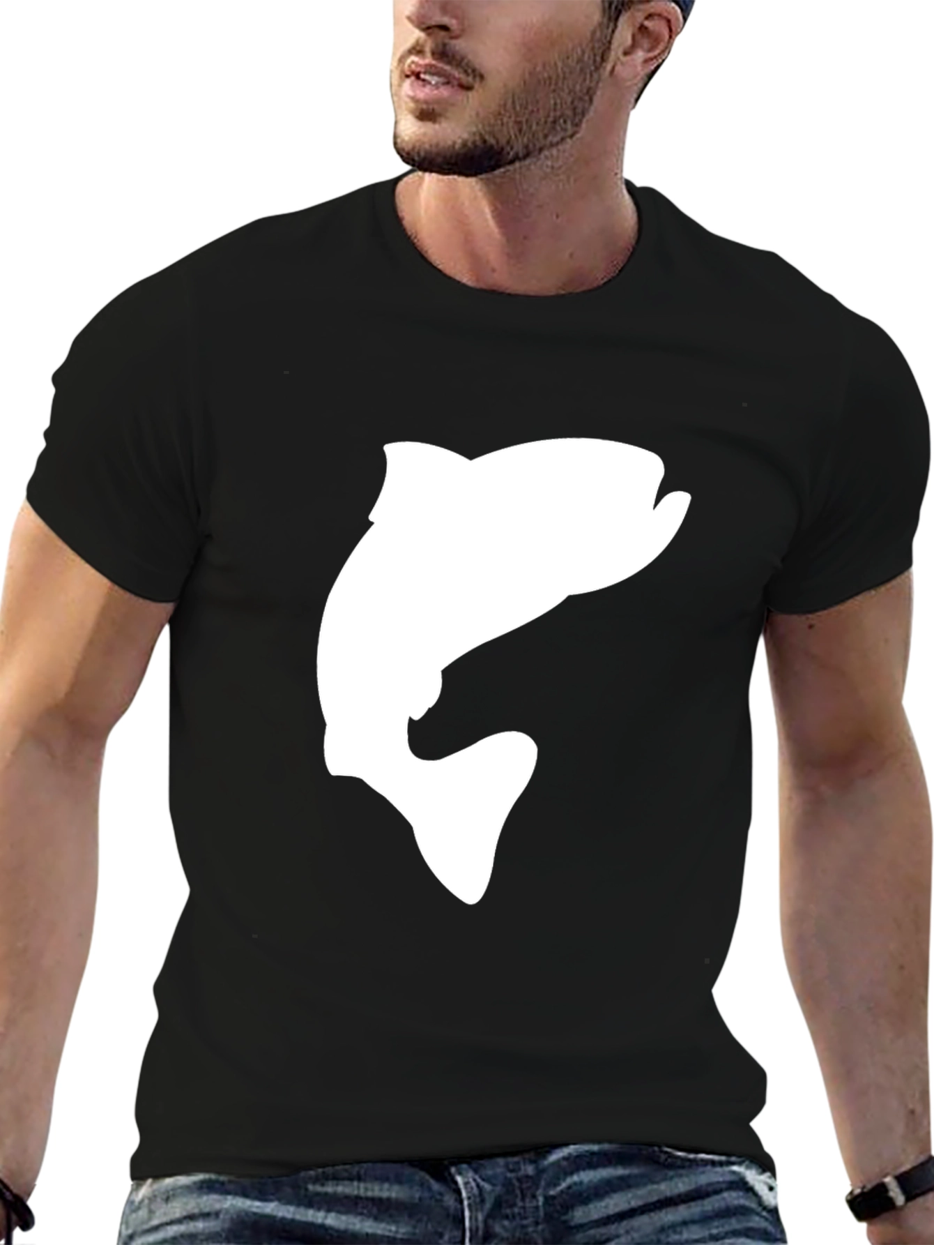 Fish Graphic Black T-Shirt - Casual Cotton Tee