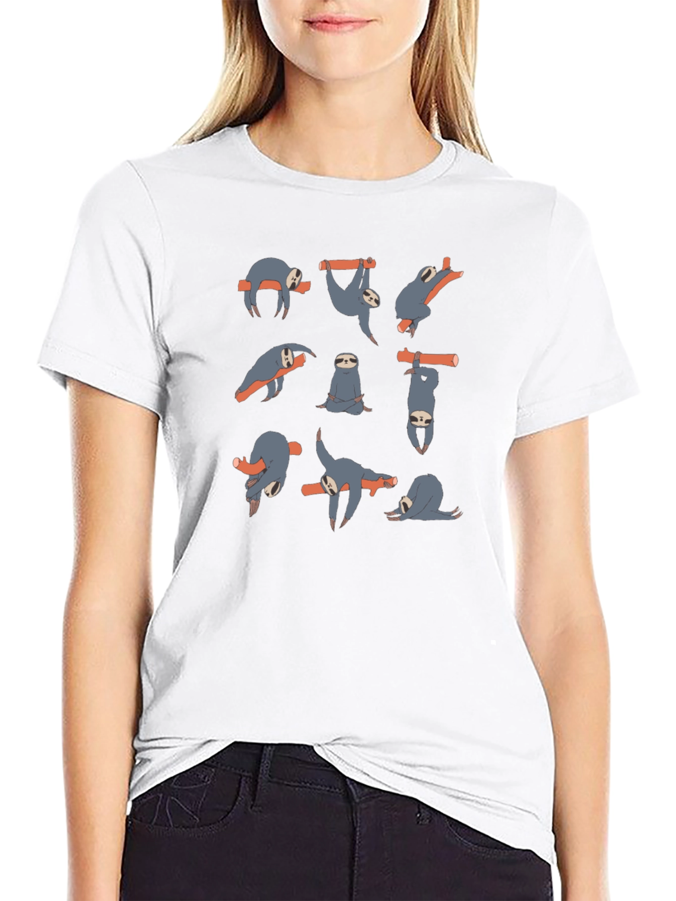 Yoga Sloth Graphic T-Shirt - Funny Lazy Animals Tee