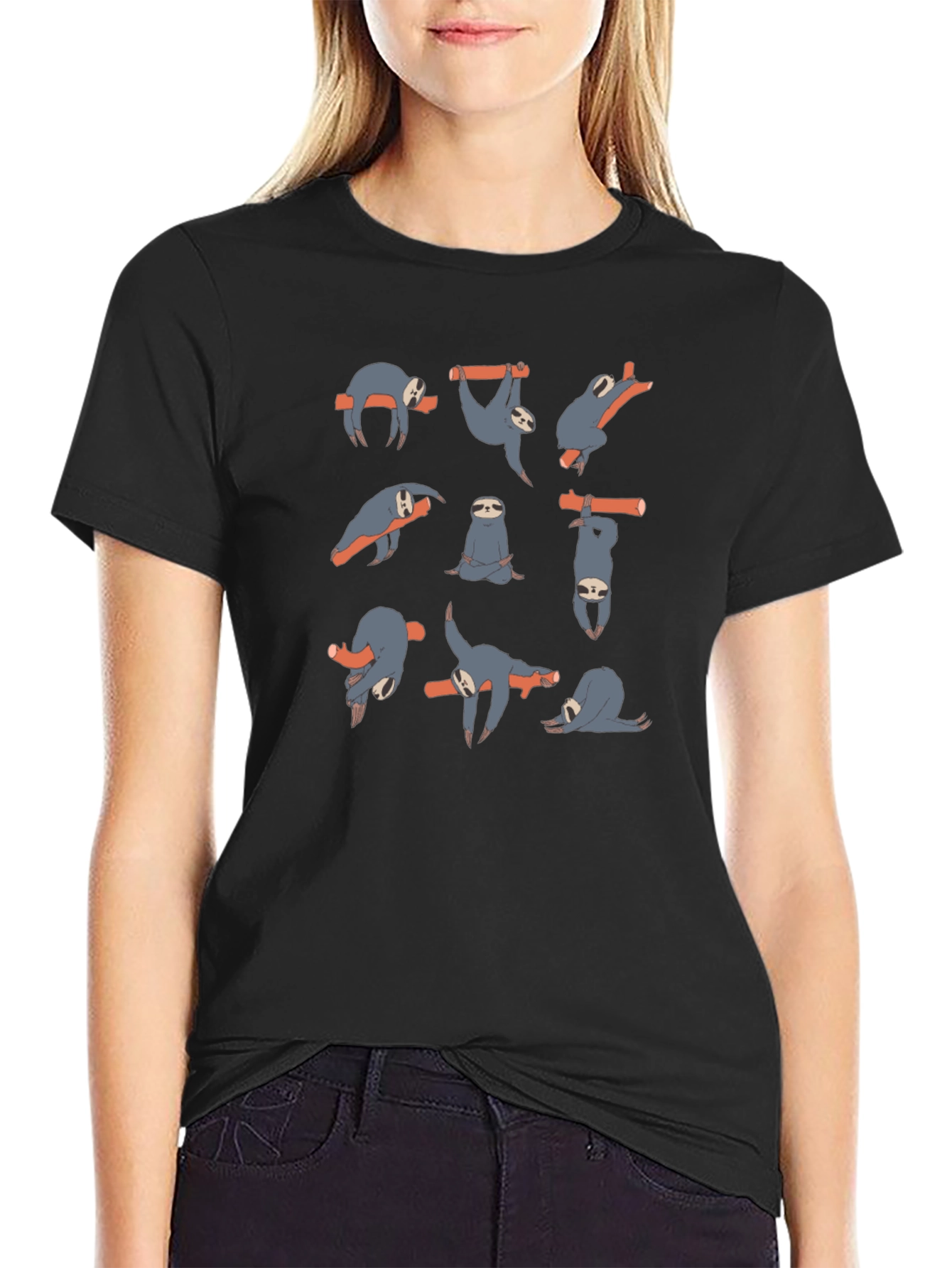 Yoga Sloth Graphic T-Shirt - Funny Lazy Animals Tee