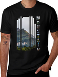 Mountain Graphic Print Mens Black T-Shirt