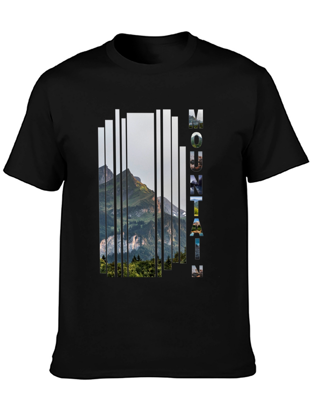 Mountain Graphic Print Mens Black T-Shirt