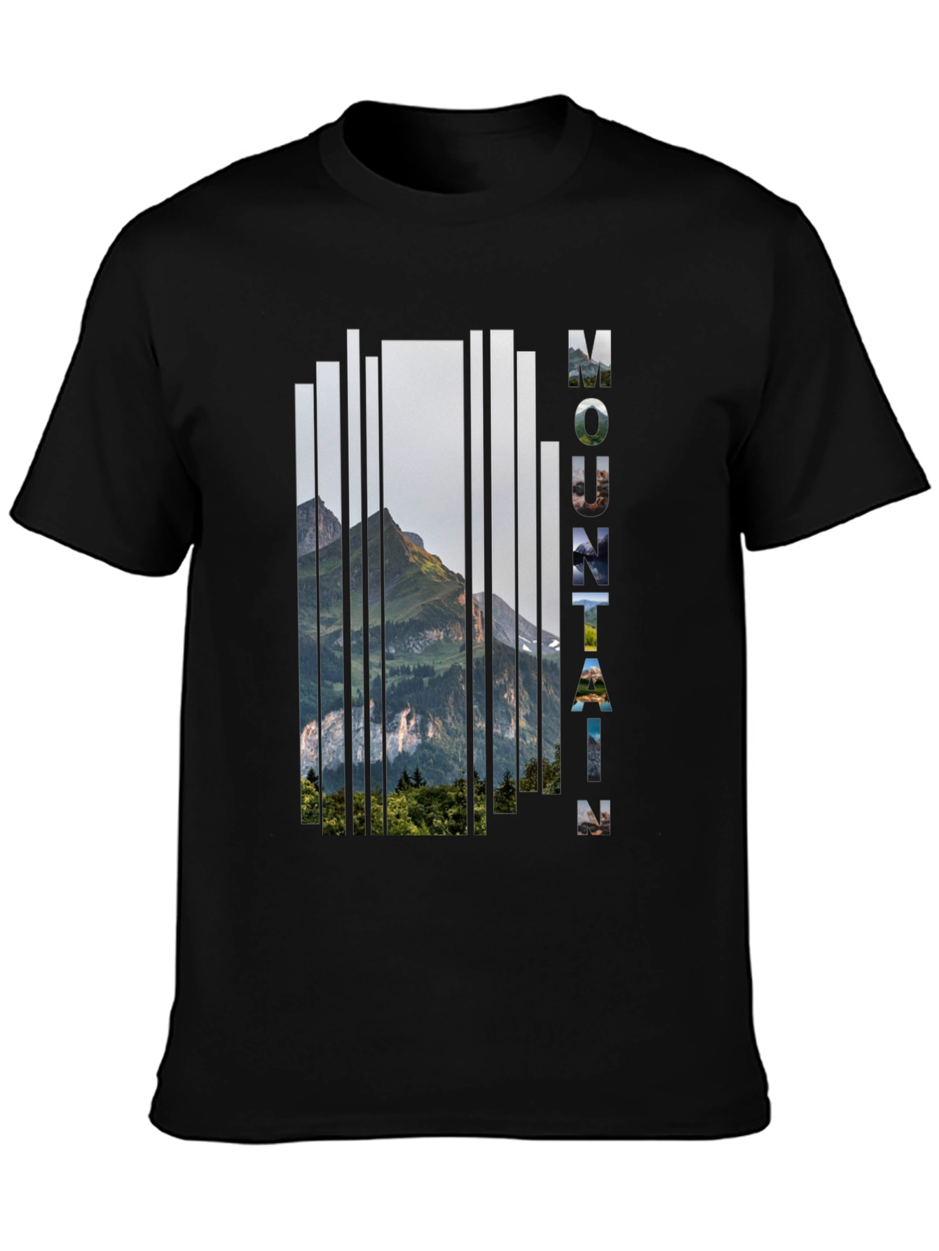 Mountain Graphic Print Mens Black T-Shirt
