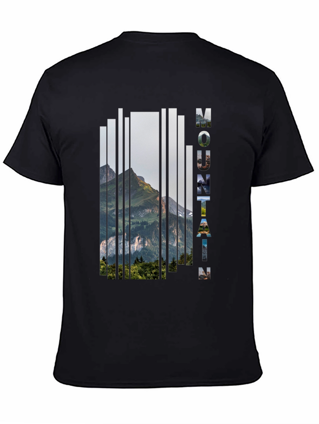 Mountain Graphic Print Mens Black T-Shirt