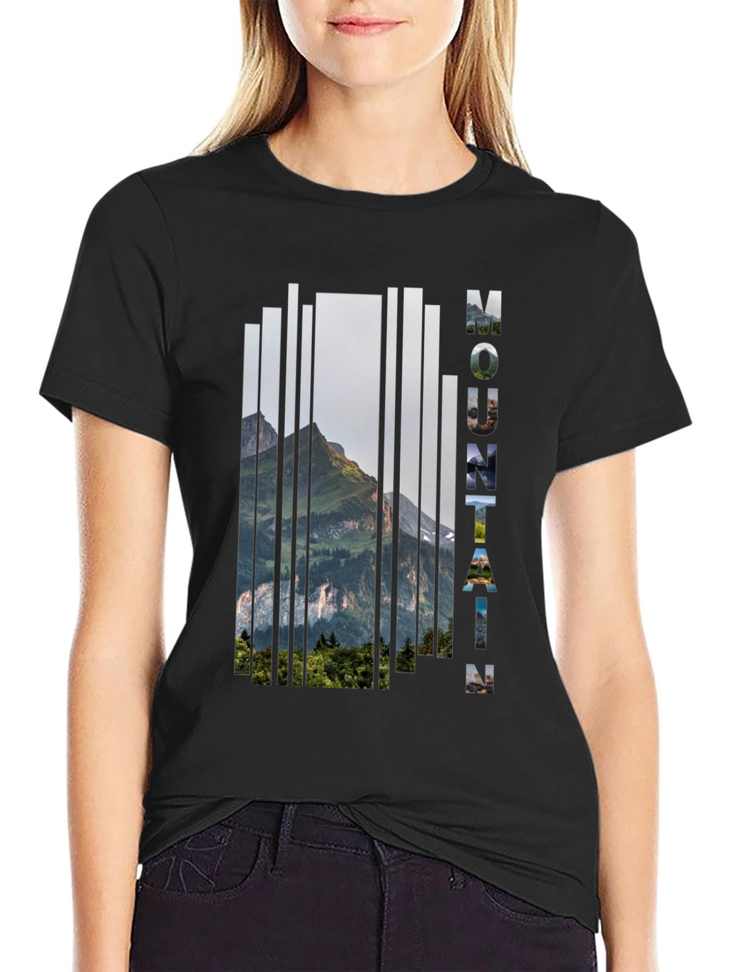Mountain Graphic Print Mens Black T-Shirt