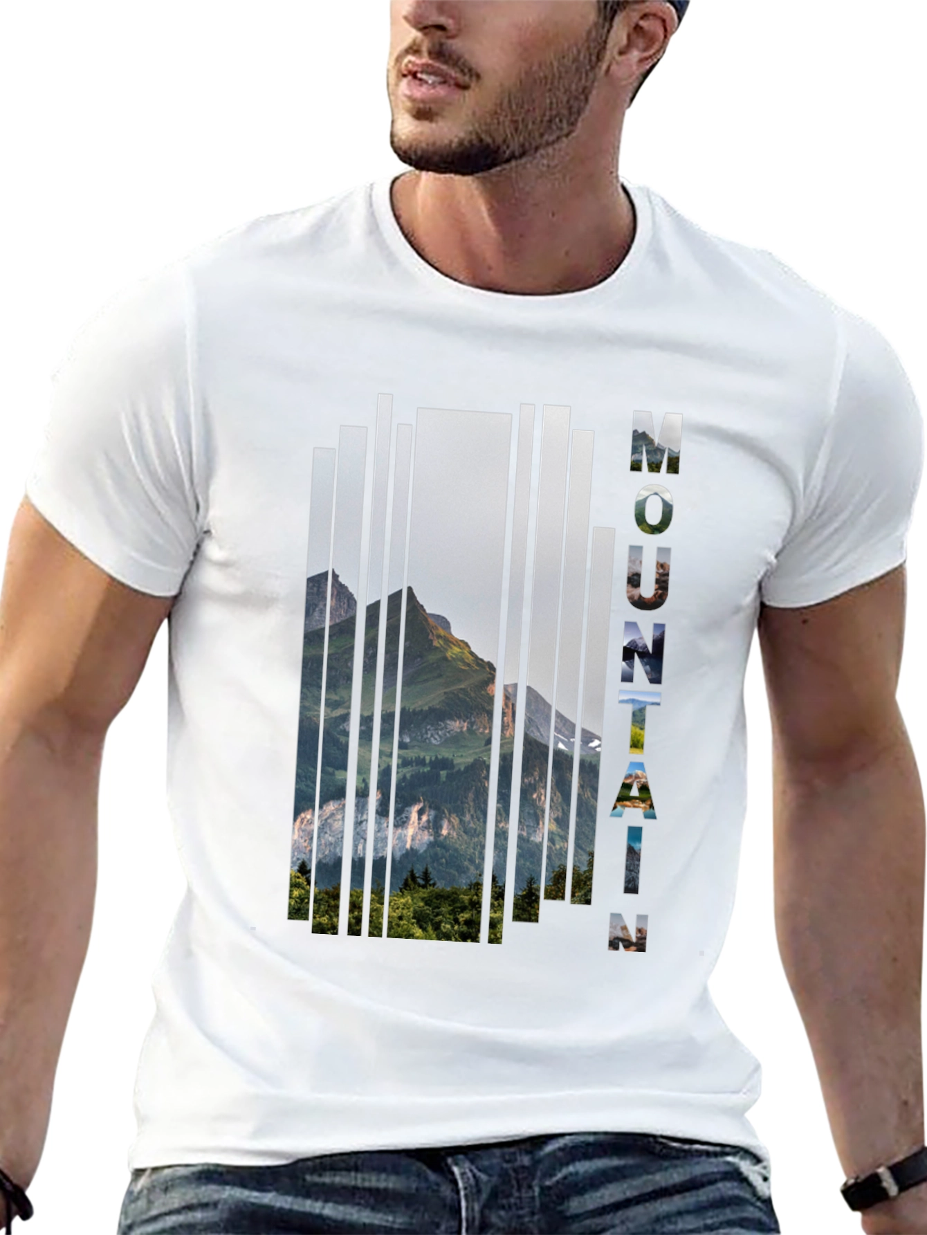 Mountain Graphic Print Mens Black T-Shirt