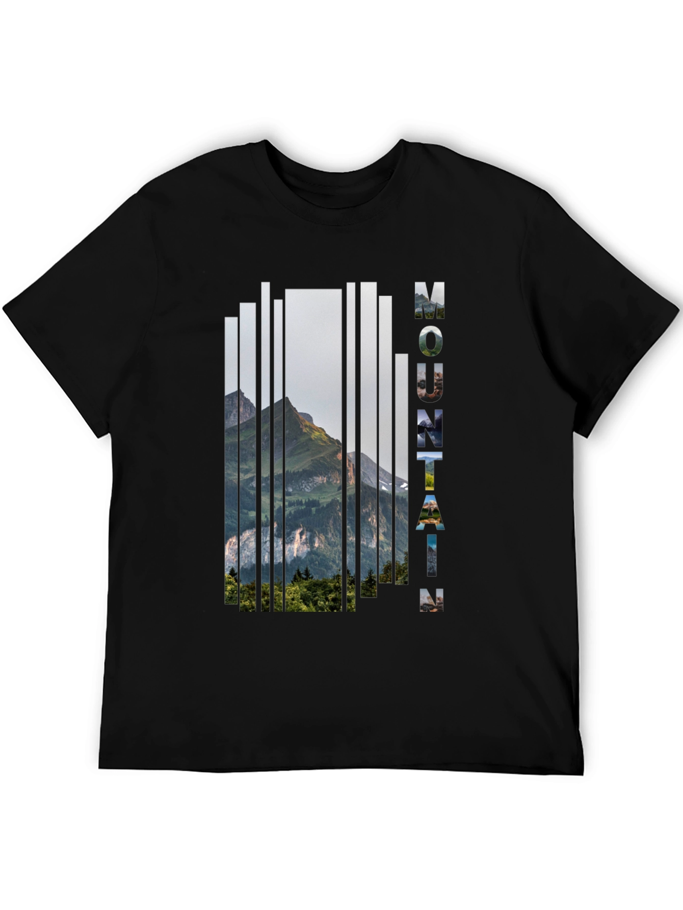 Mountain Graphic Print Mens Black T-Shirt