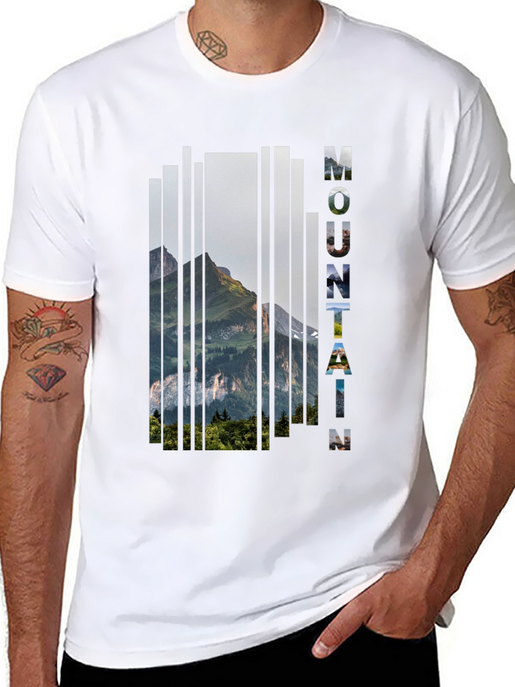 Mountain Graphic Print Mens Black T-Shirt