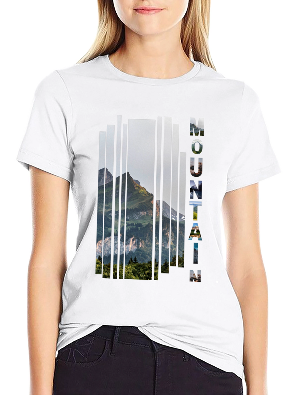Mountain Graphic Print Mens Black T-Shirt