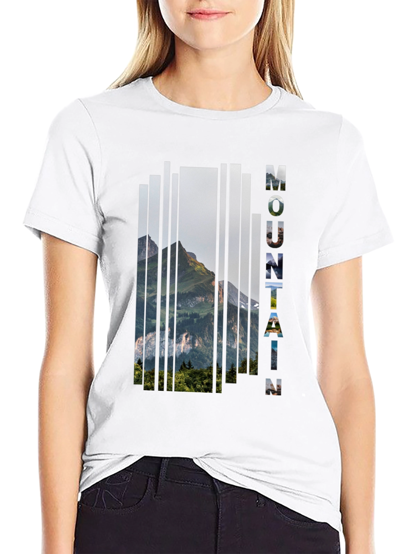 Mountain Graphic Print Mens Black T-Shirt