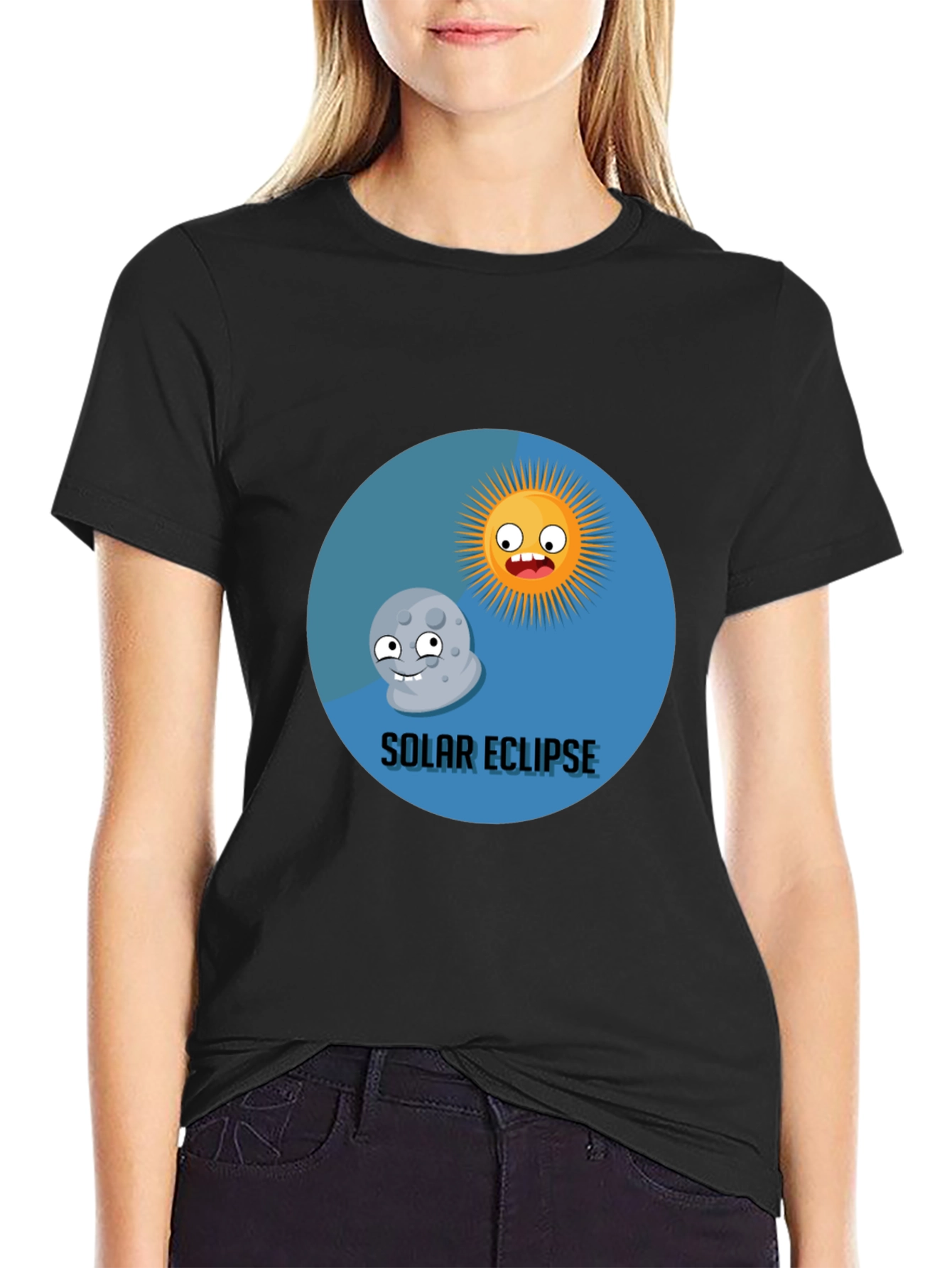 Solar Eclipse Cartoon Graphic T-Shirt - Fun & Unique!