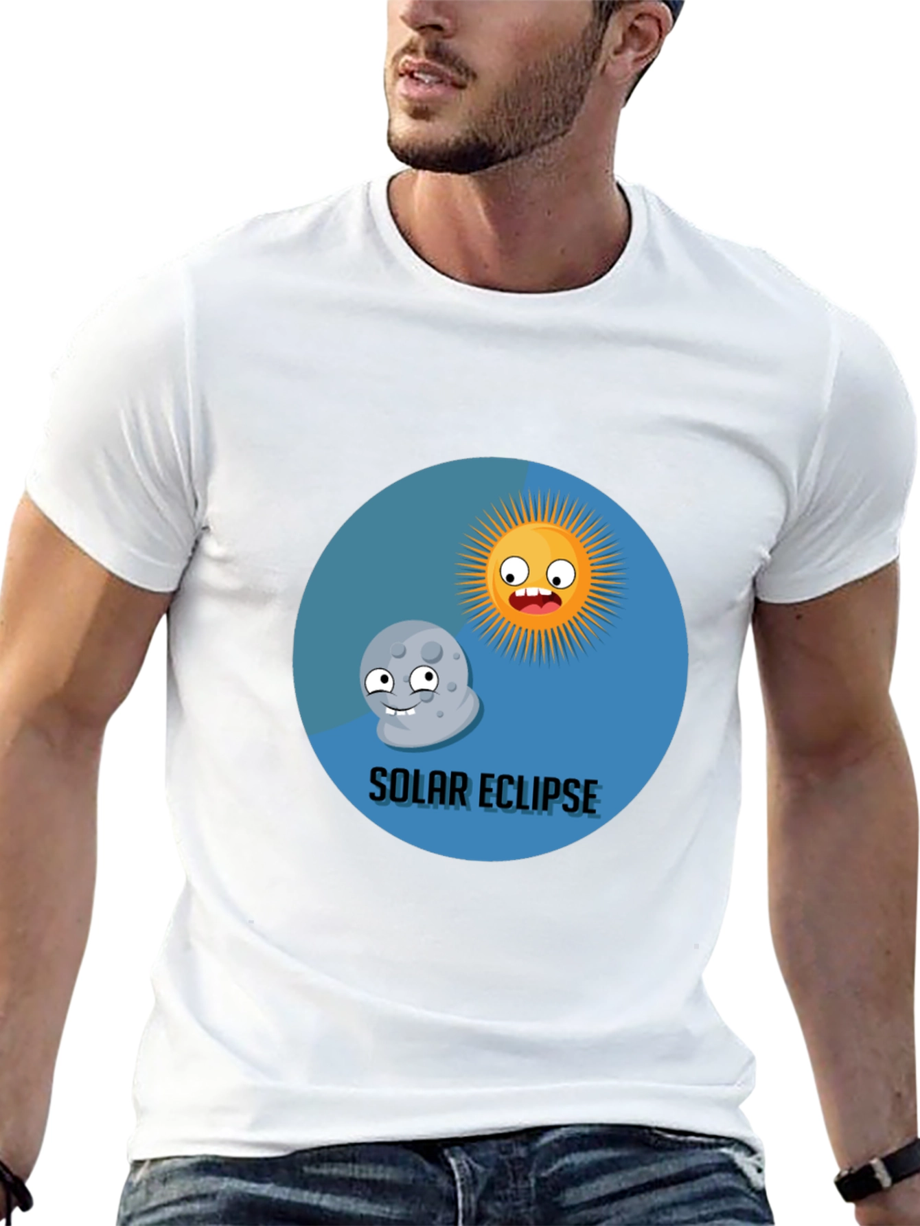 Solar Eclipse Cartoon Graphic T-Shirt - Fun & Unique!