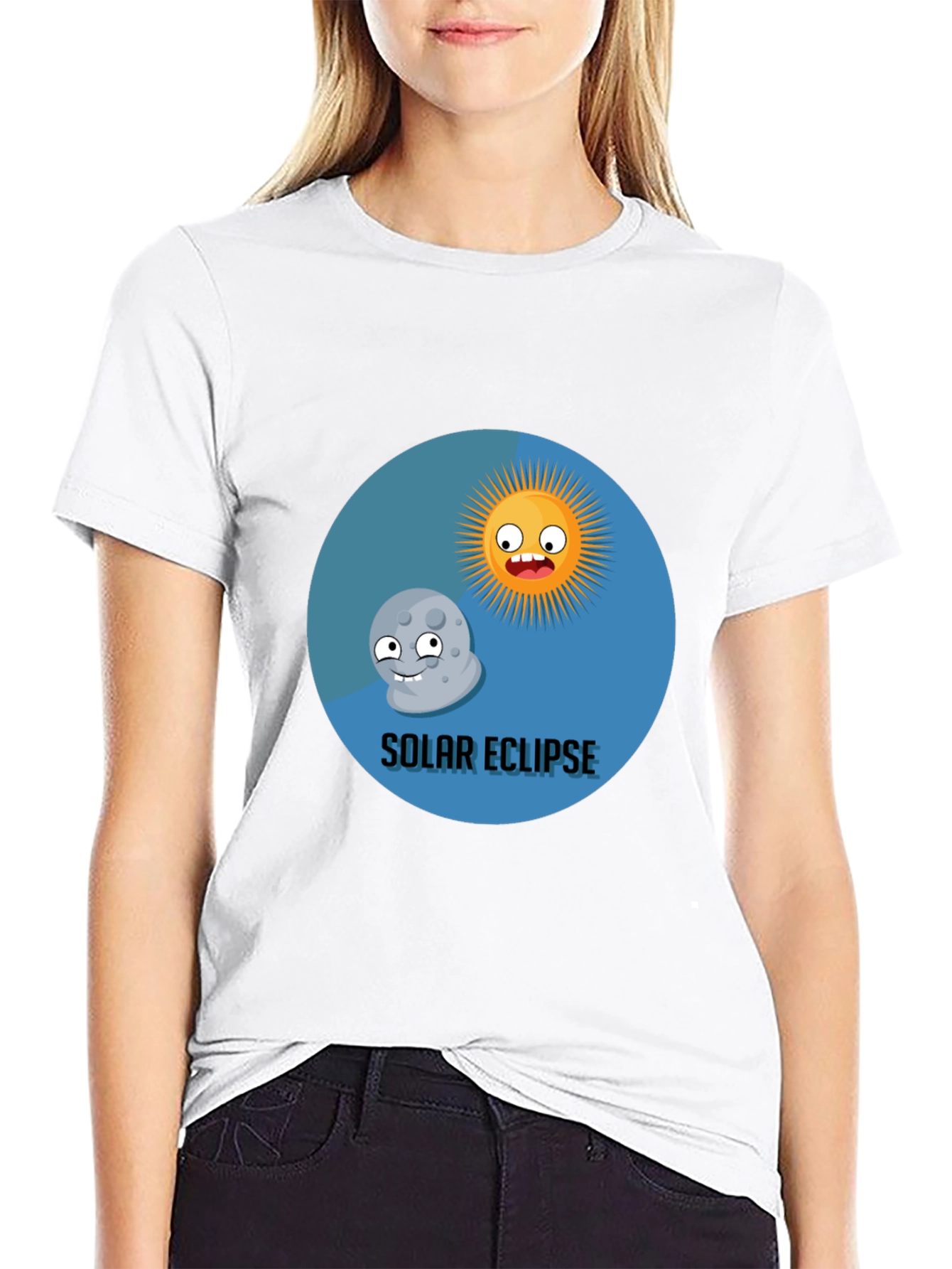 Solar Eclipse Cartoon Graphic T-Shirt - Fun & Unique!