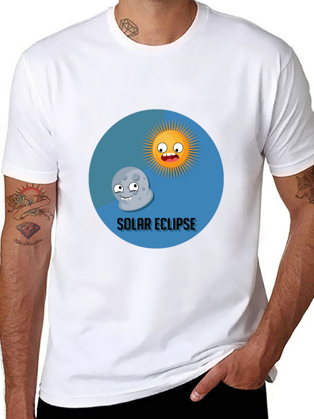 Solar Eclipse Cartoon Graphic T-Shirt - Fun & Unique!