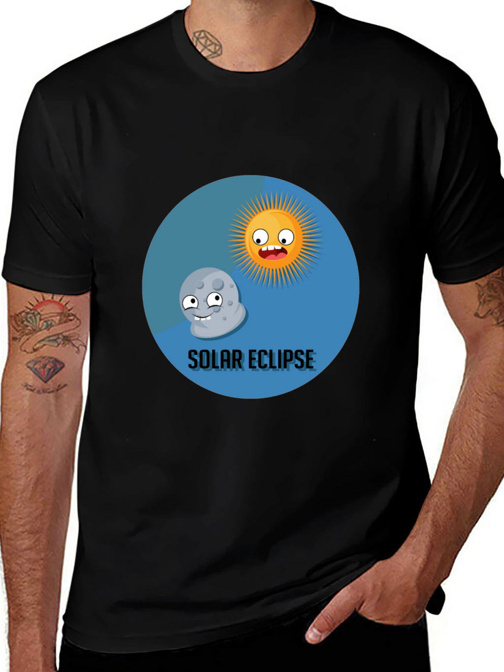 Solar Eclipse Cartoon Graphic T-Shirt - Fun & Unique!