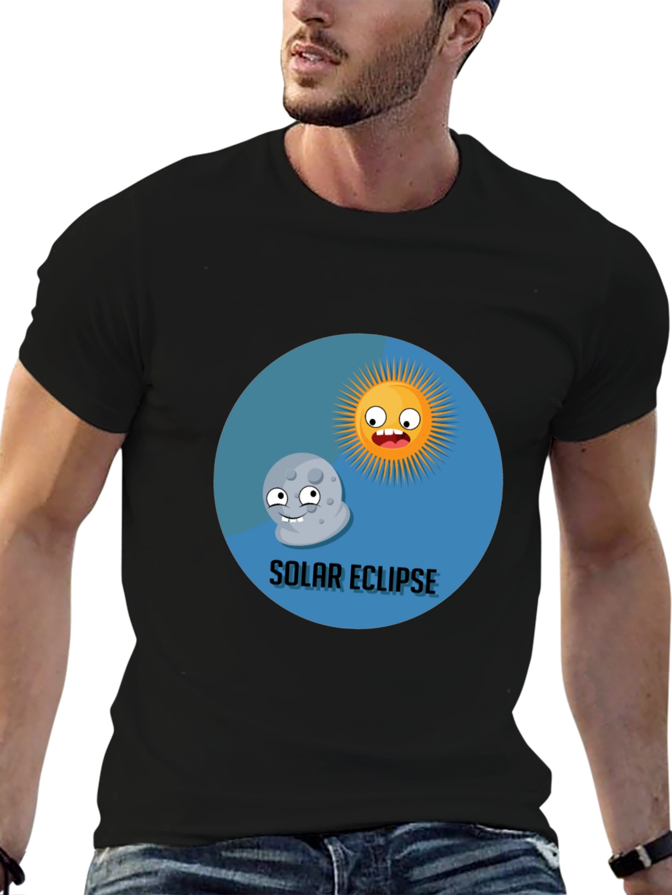 Solar Eclipse Cartoon Graphic T-Shirt - Fun & Unique!
