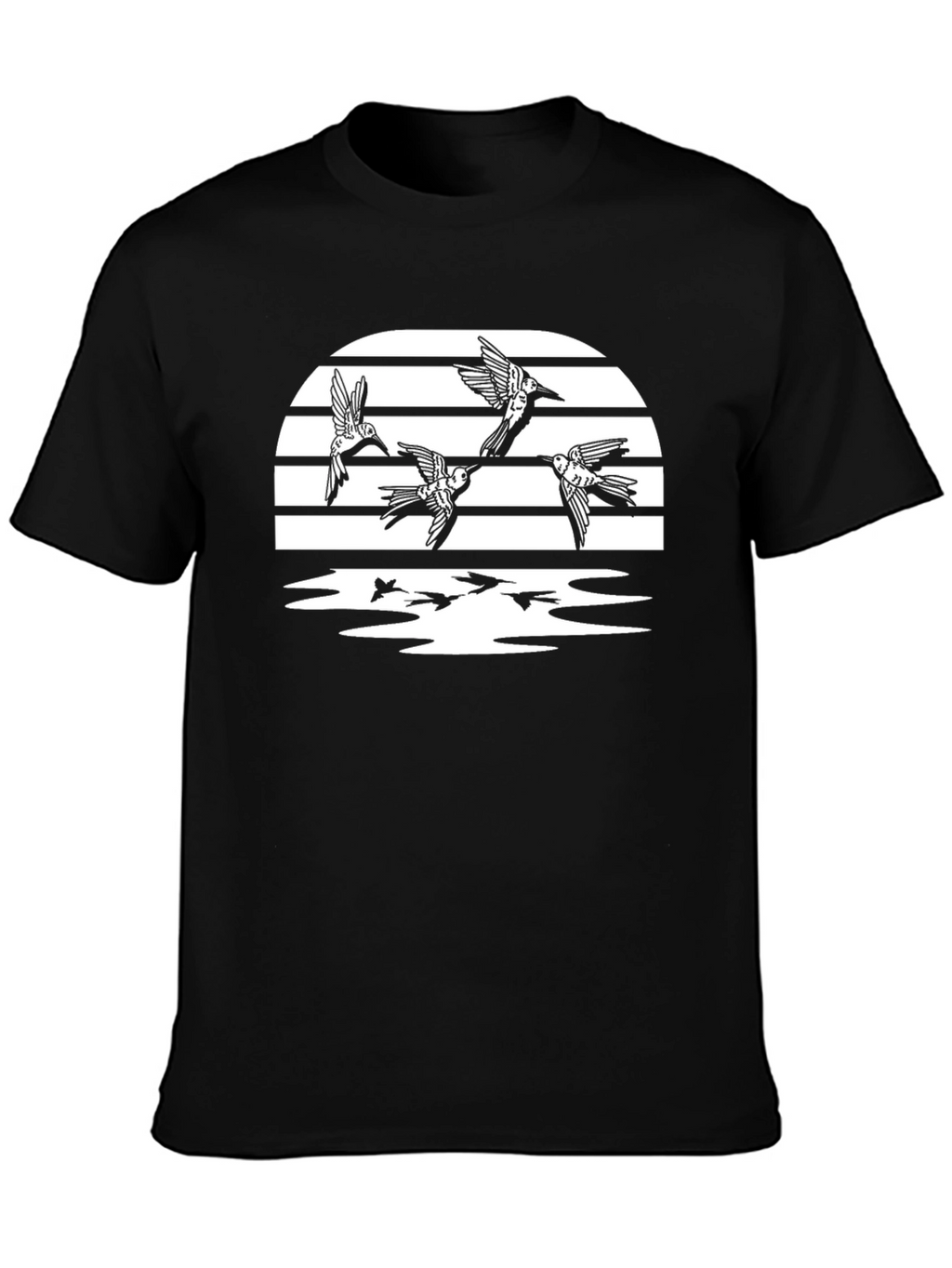 Birds in Flight Graphic T-Shirt - Black