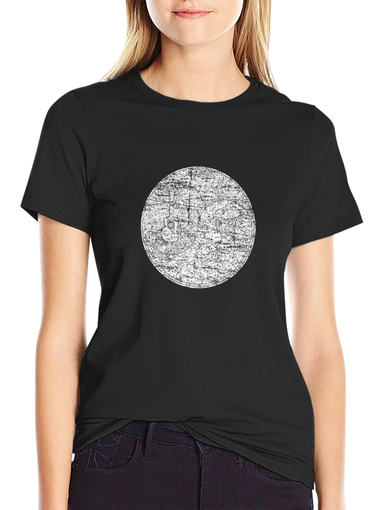Distressed Graphic Print Black T-Shirt
