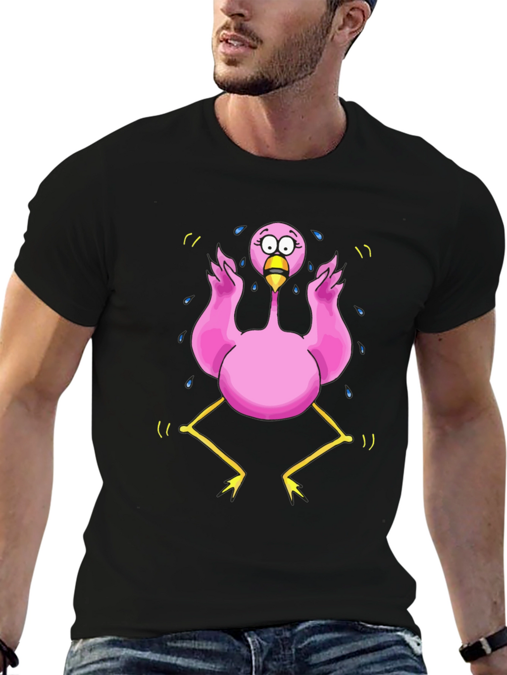 Funny Flamingo Cartoon Graphic T-Shirt