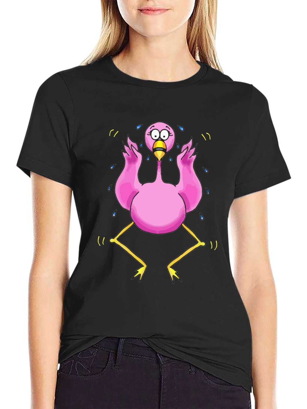 Funny Flamingo Cartoon Graphic T-Shirt