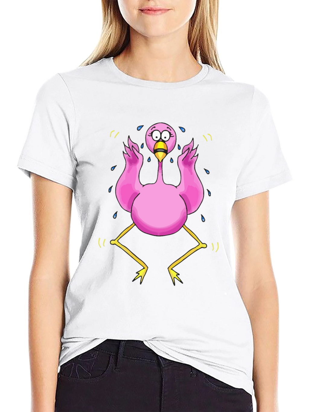 Funny Flamingo Cartoon Graphic T-Shirt
