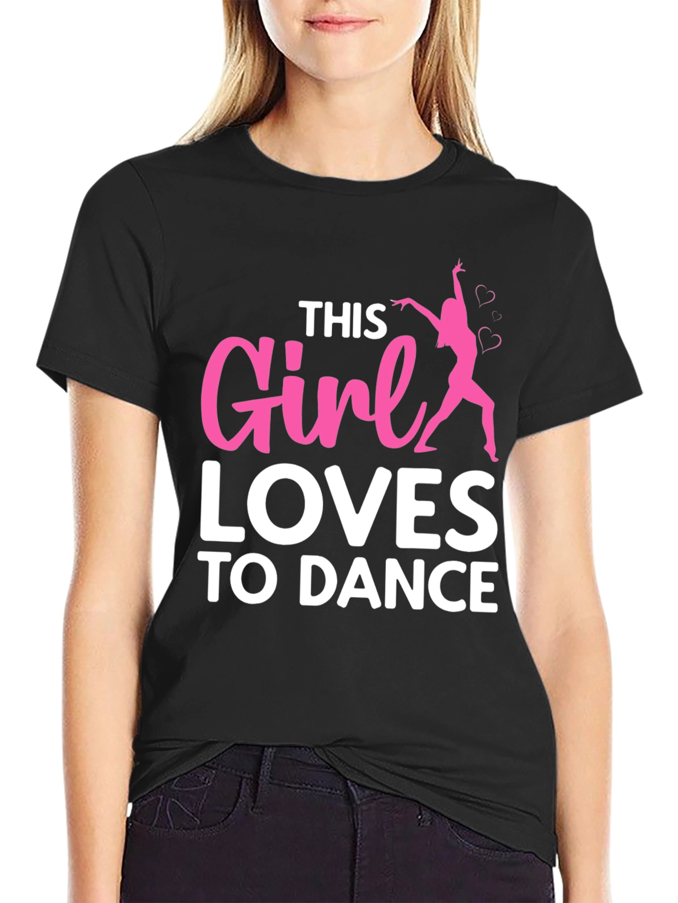 Girl Loves To Dance T-Shirt - Black Casual