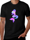 Iridescent Mermaid Graphic Tee - Mens Black T-Shirt
