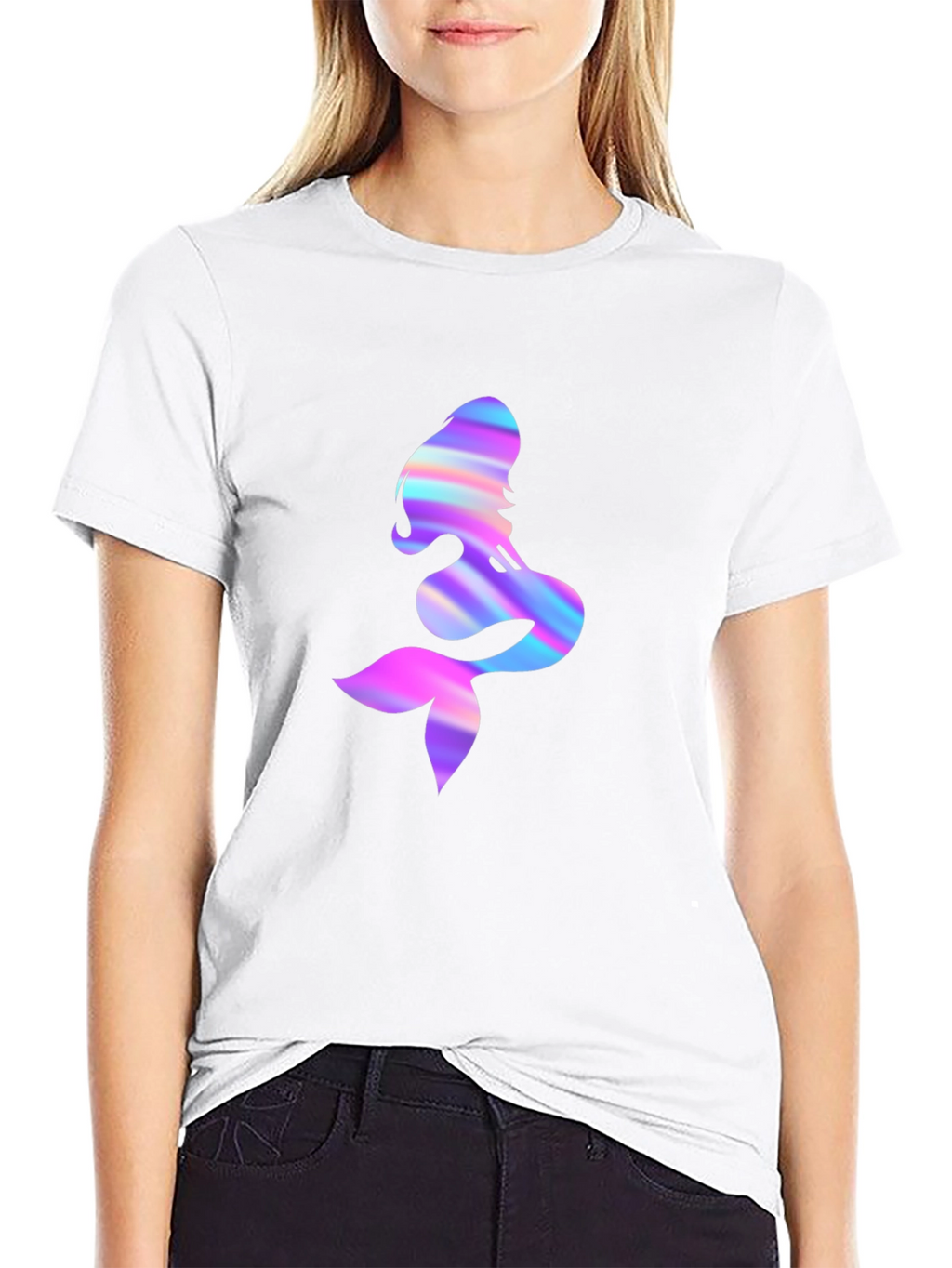 Iridescent Mermaid Graphic Tee - Mens Black T-Shirt