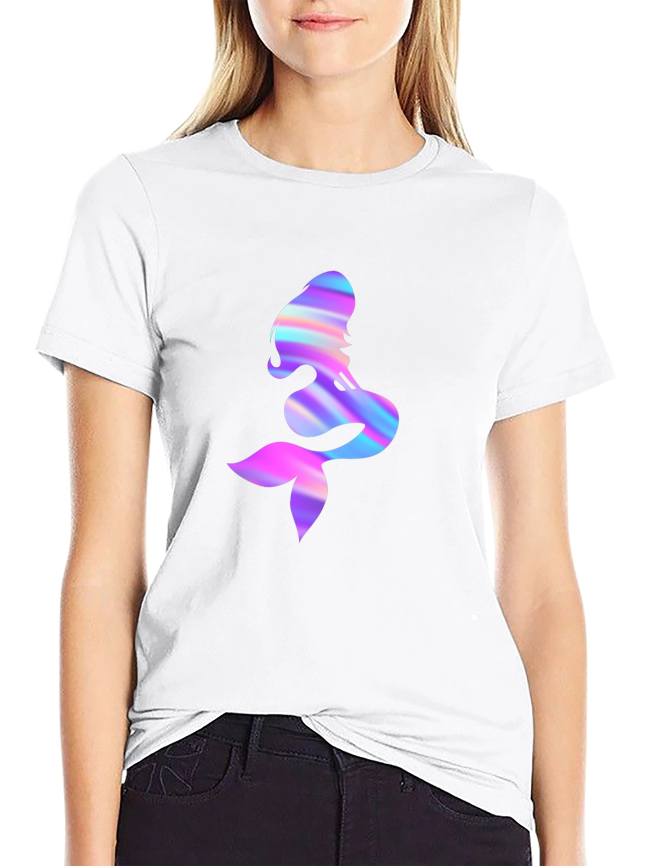 Iridescent Mermaid Graphic Tee - Mens Black T-Shirt