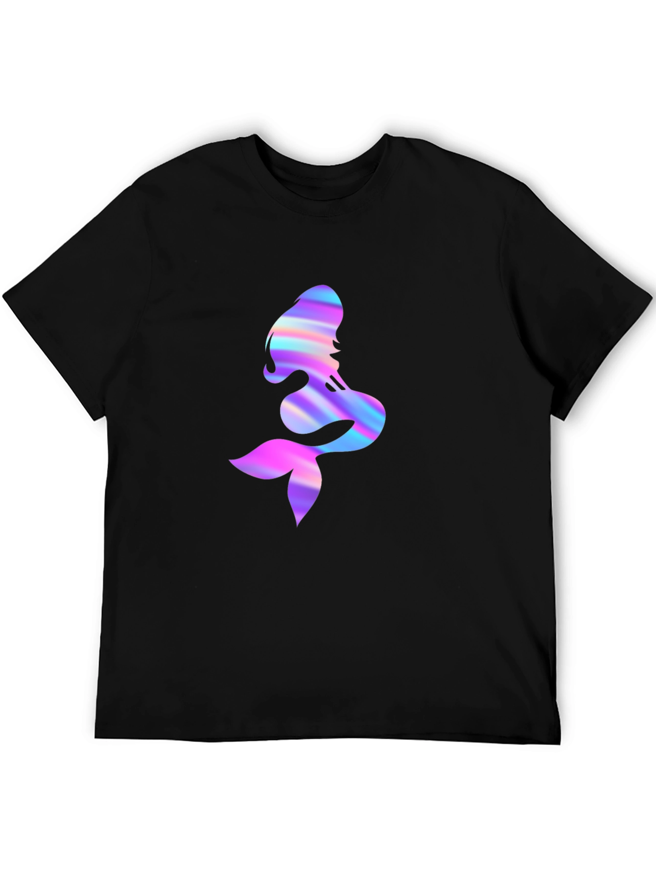 Iridescent Mermaid Graphic Tee - Mens Black T-Shirt