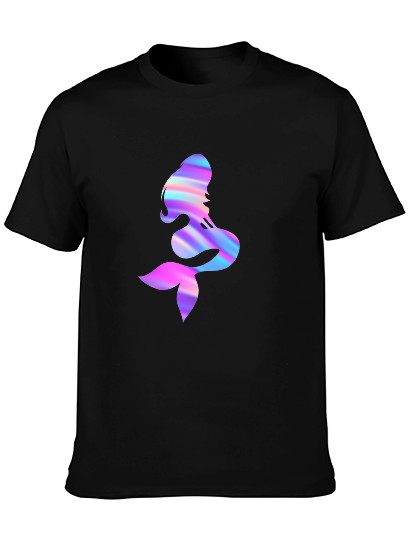 Iridescent Mermaid Graphic Tee - Mens Black T-Shirt