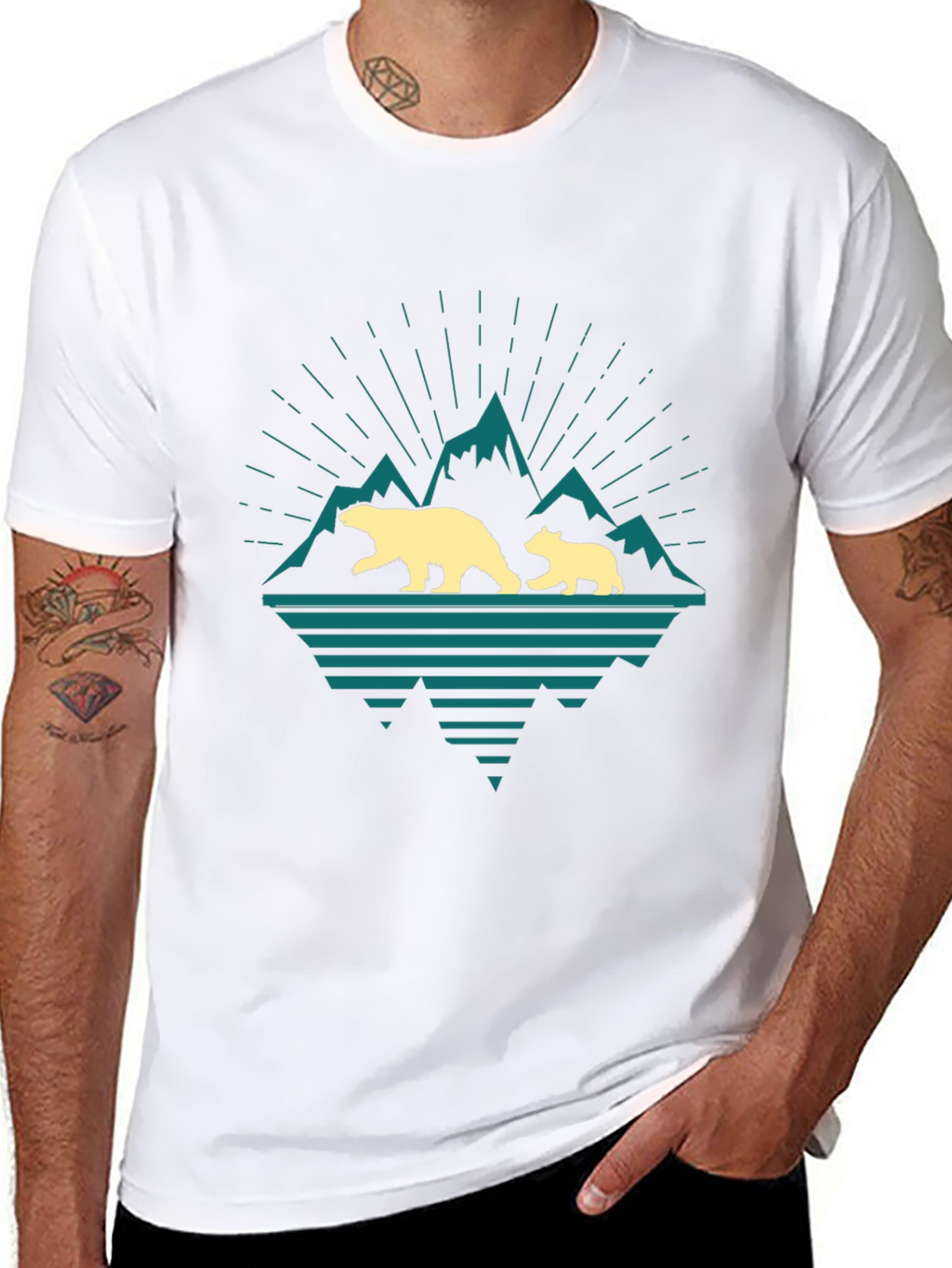 Bear Family Mountain Graphic T-Shirt