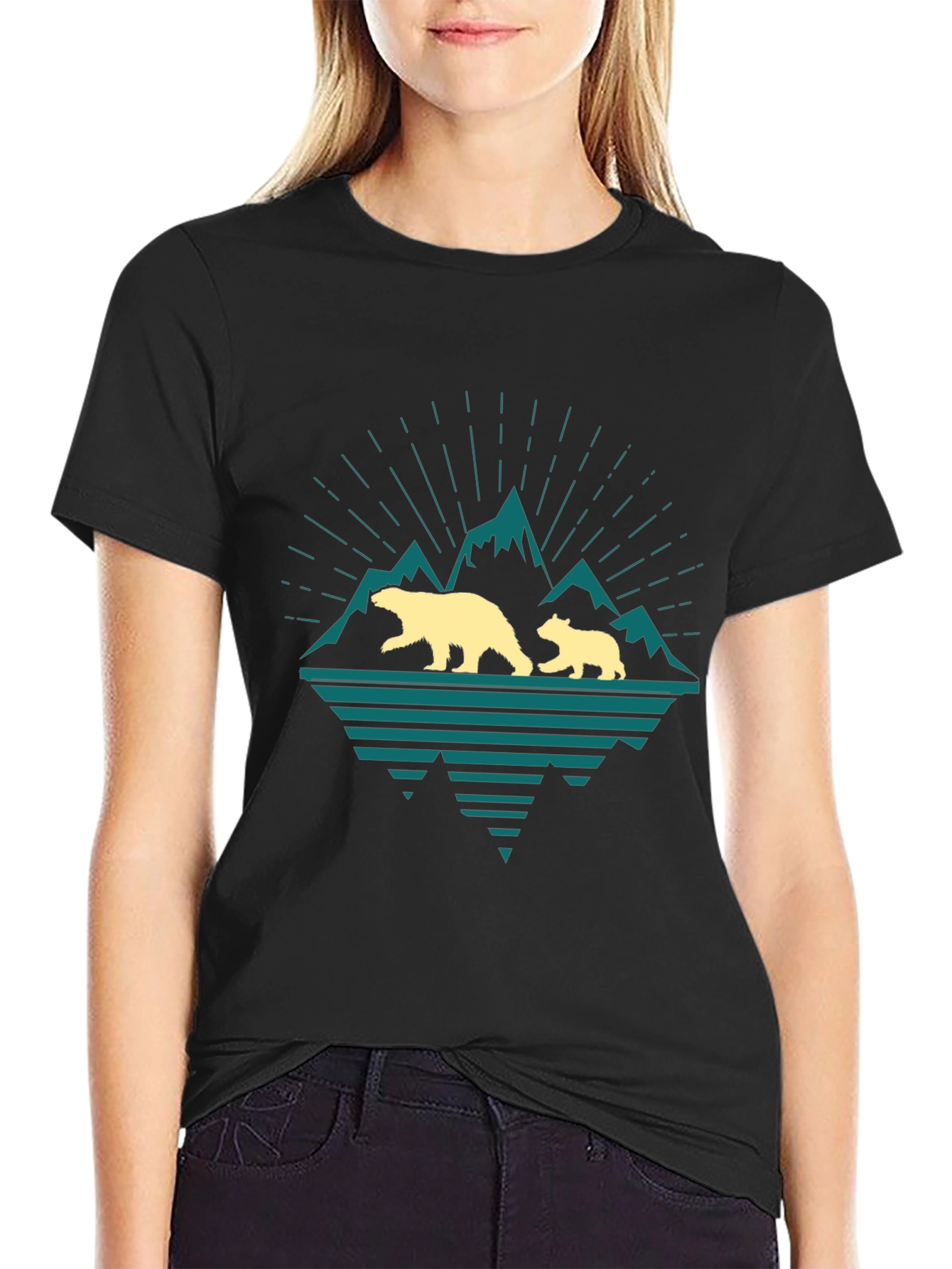 Bear Family Mountain Graphic T-Shirt
