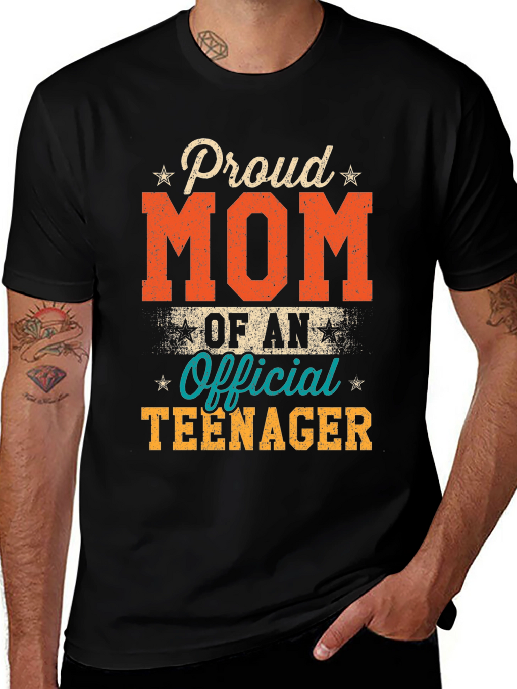 Proud Mom of an Official Teenager Black T-Shirt