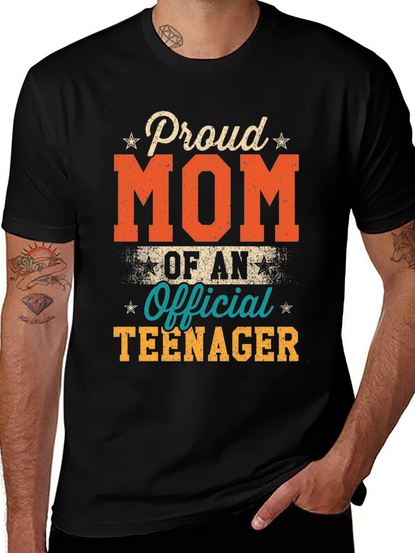 Proud Mom of an Official Teenager Black T-Shirt