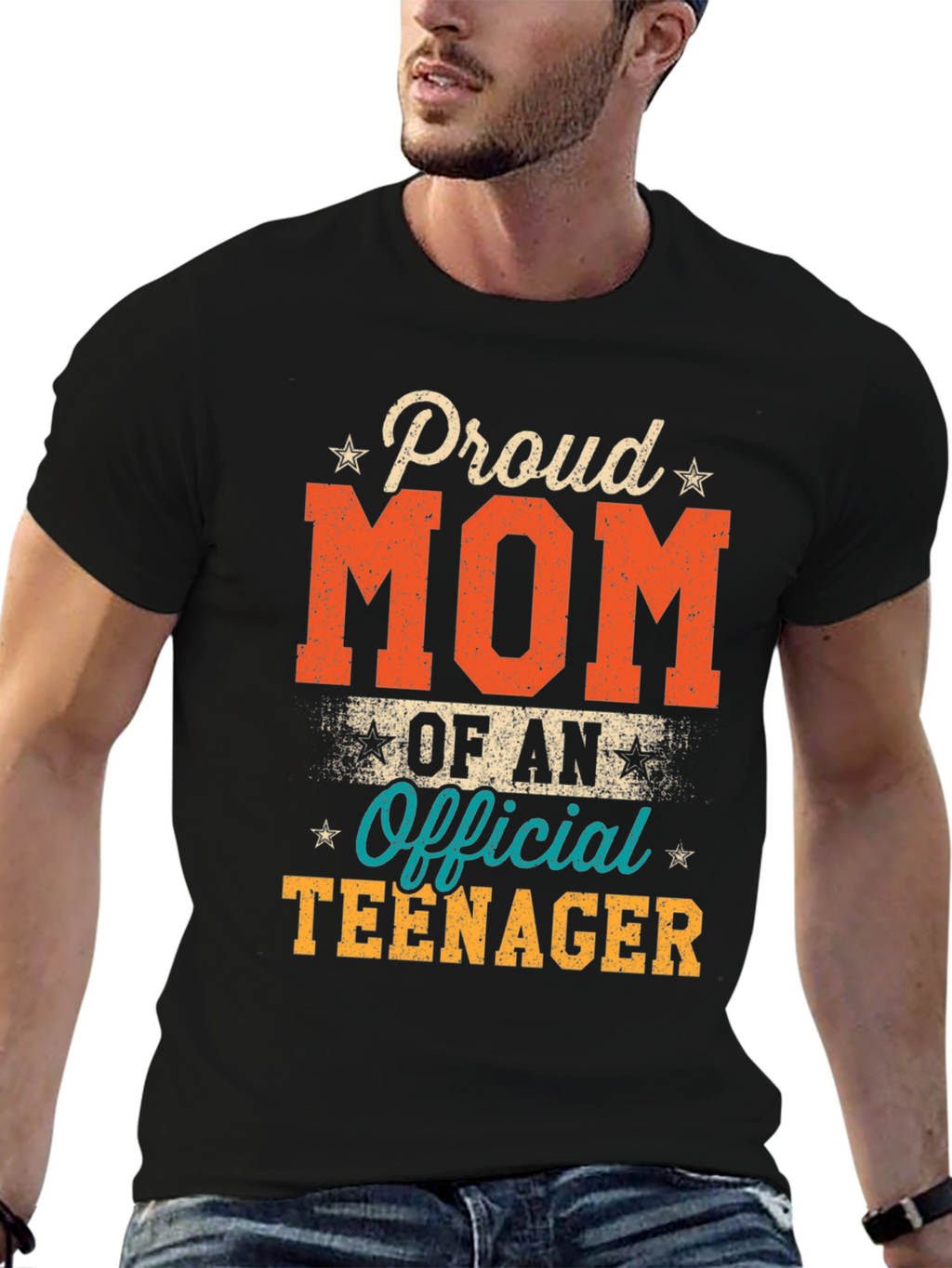 Proud Mom of an Official Teenager Black T-Shirt