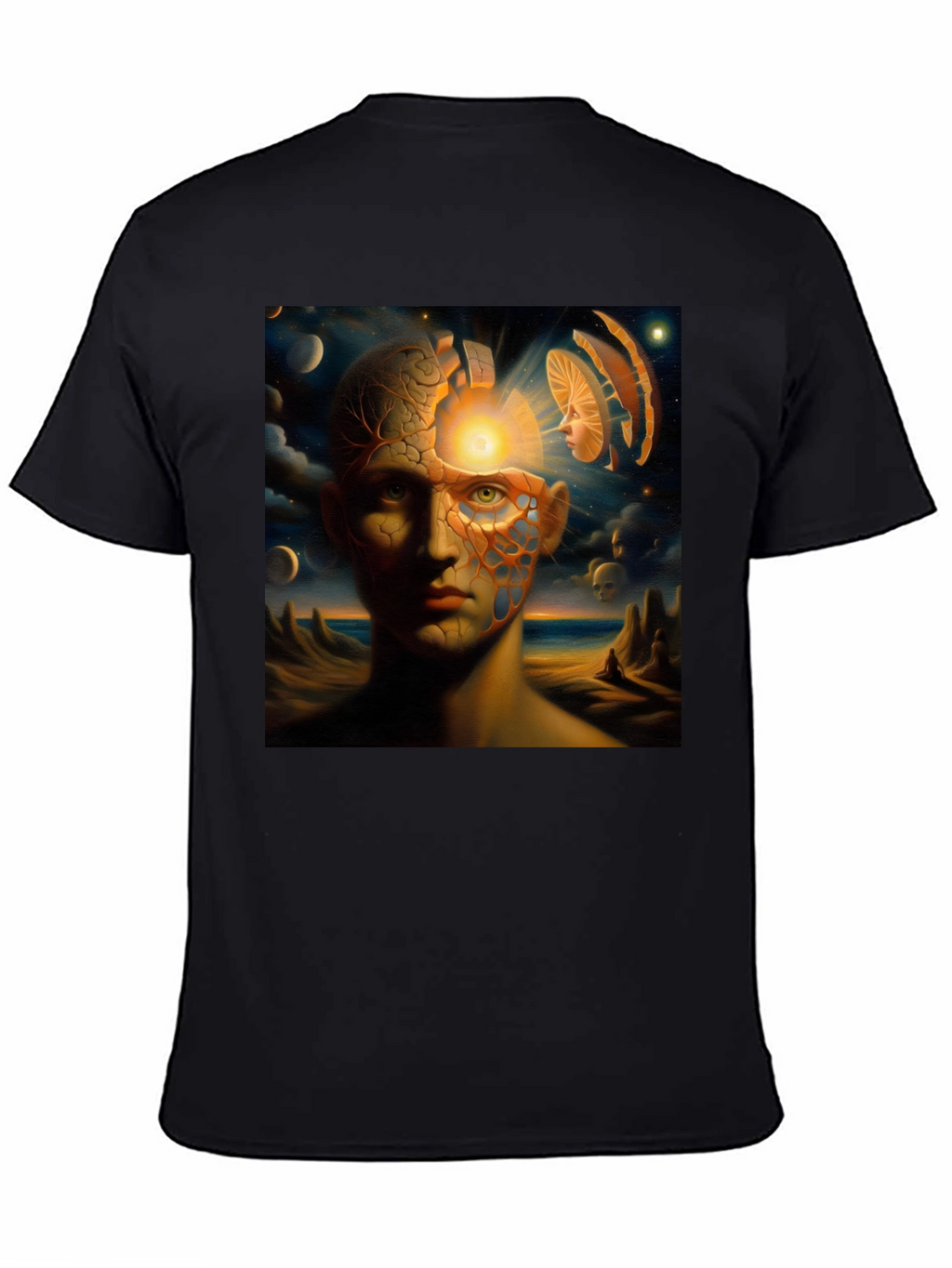 Surreal Mindscape Graphic Tee - Black Cotton T-Shirt