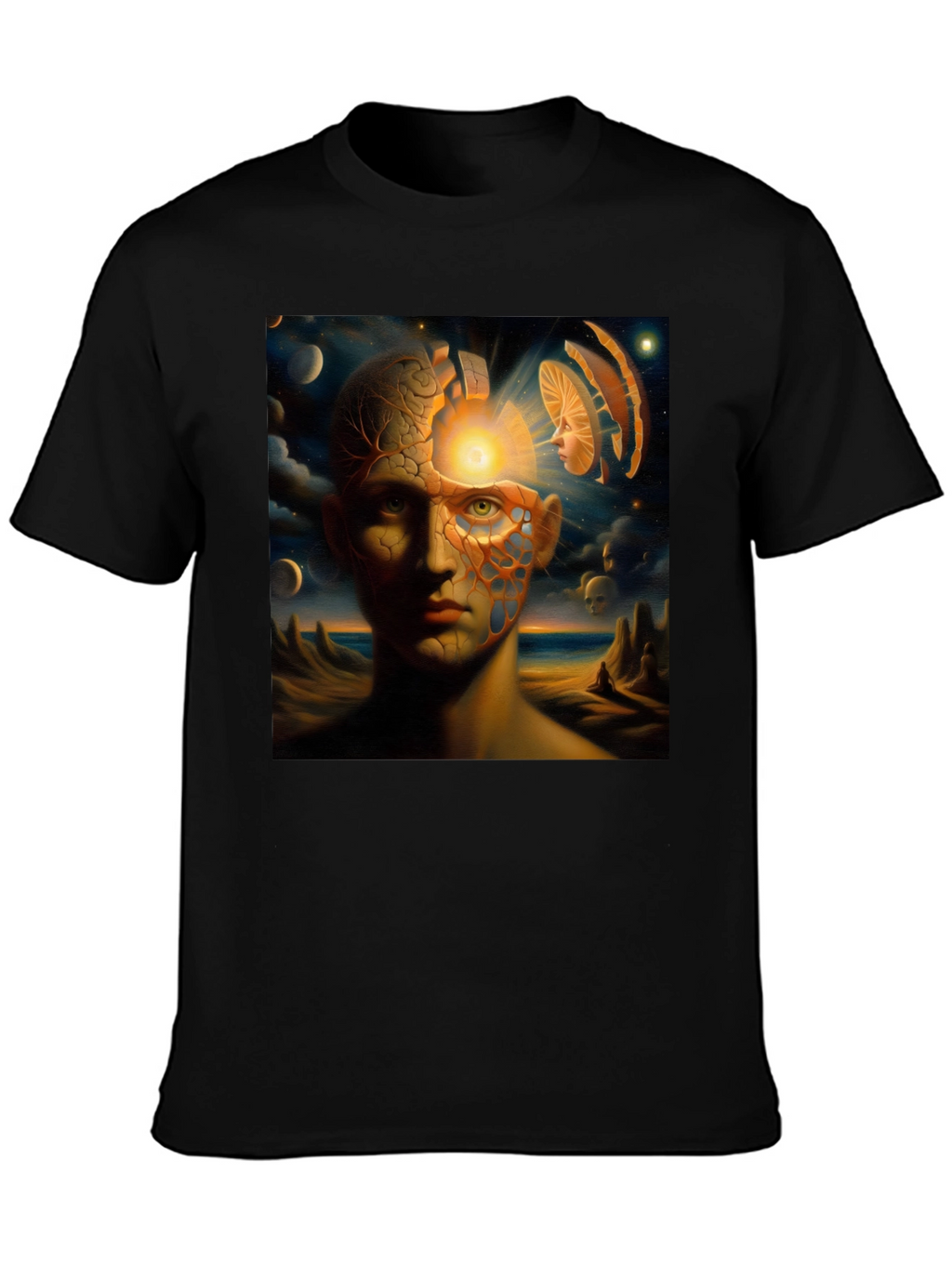 Surreal Mindscape Graphic Tee - Black Cotton T-Shirt