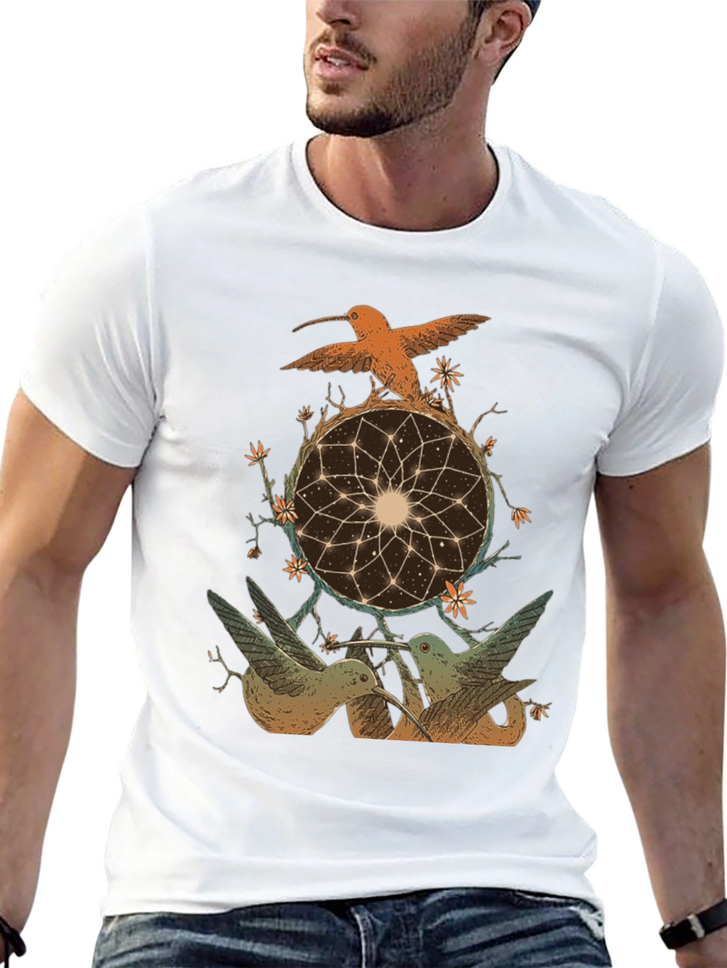 Hummingbird Dreamcatcher Graphic Tee - Black