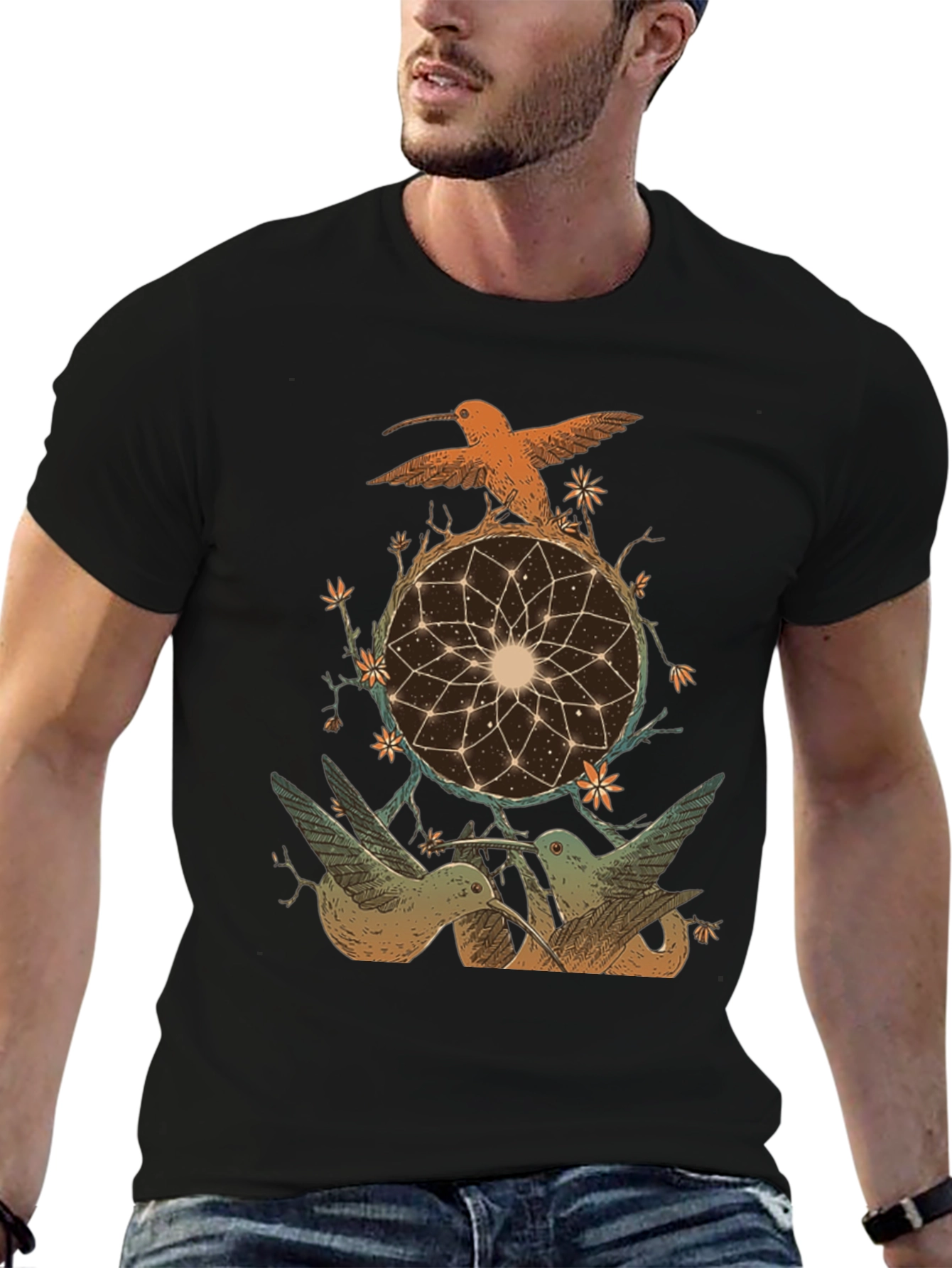 Hummingbird Dreamcatcher Graphic Tee - Black