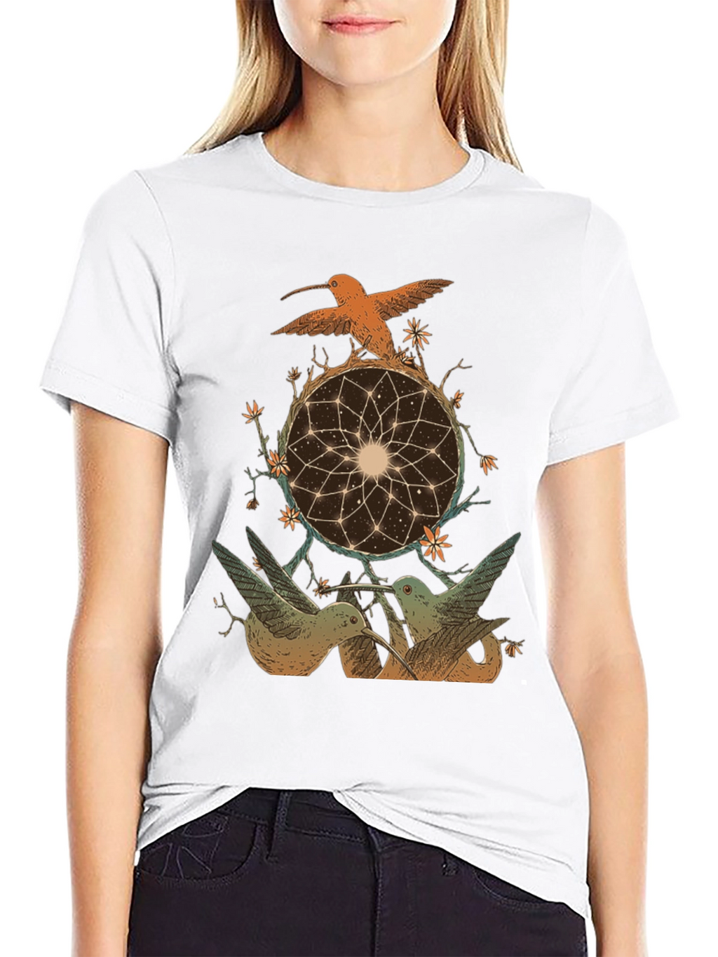 Hummingbird Dreamcatcher Graphic Tee - Black