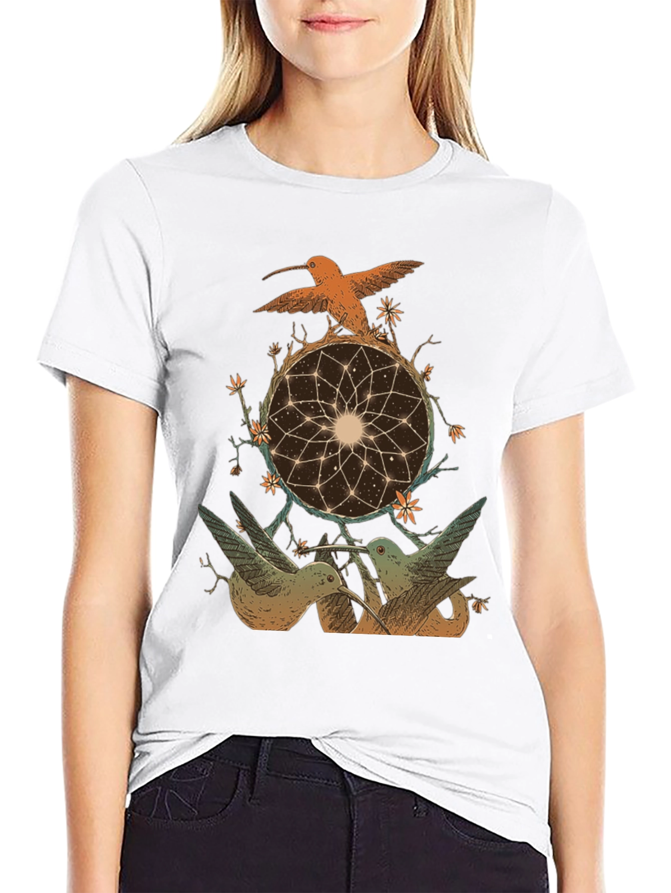 Hummingbird Dreamcatcher Graphic Tee - Black