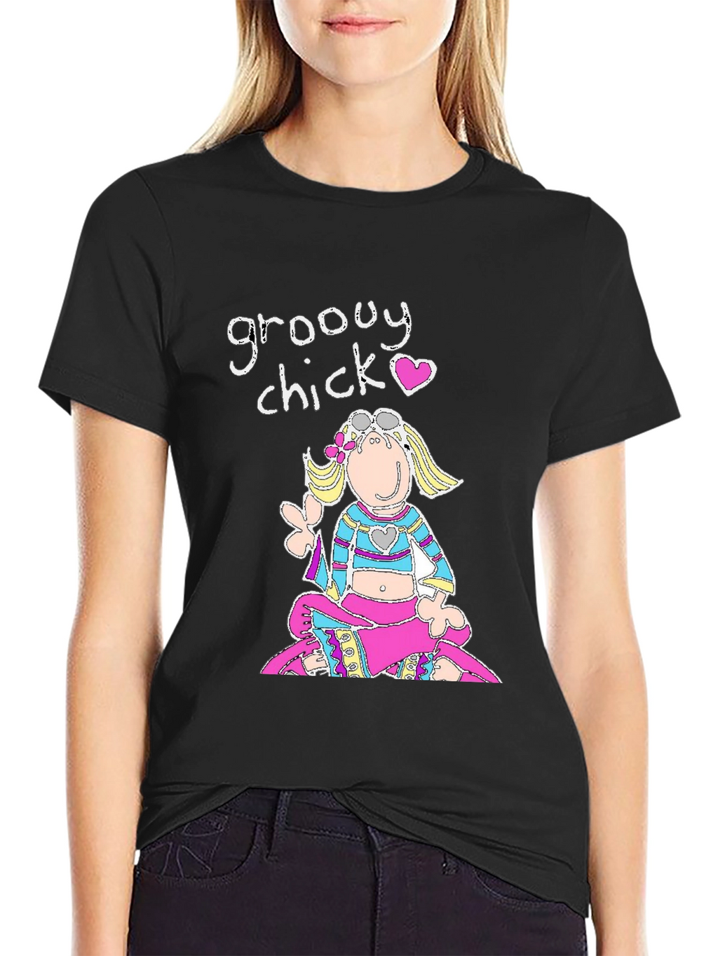 Groovy Chick Black Graphic T-Shirt