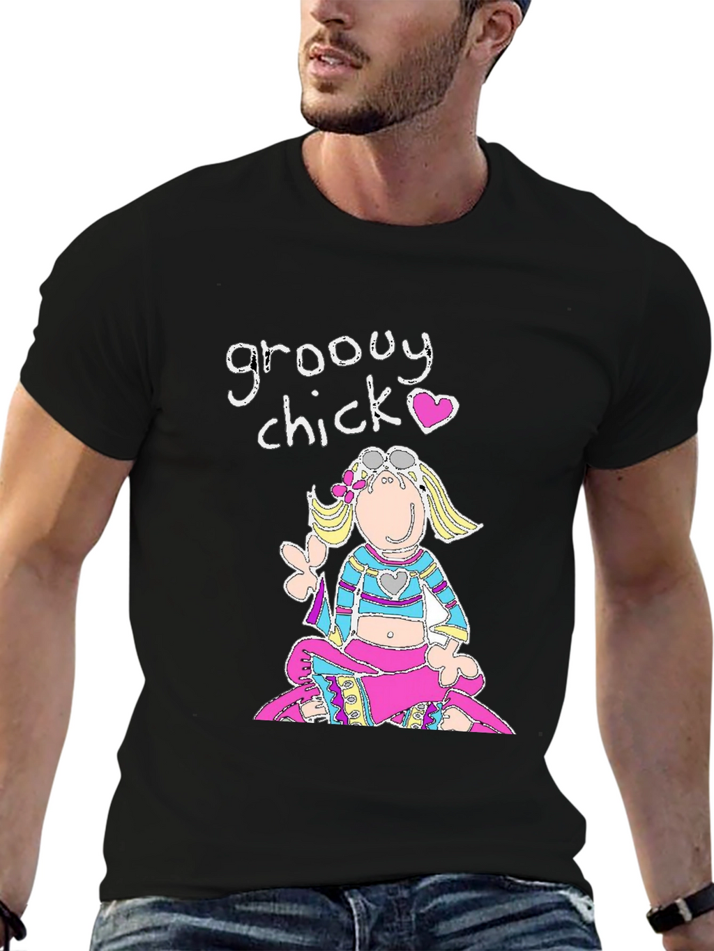 Groovy Chick Black Graphic T-Shirt